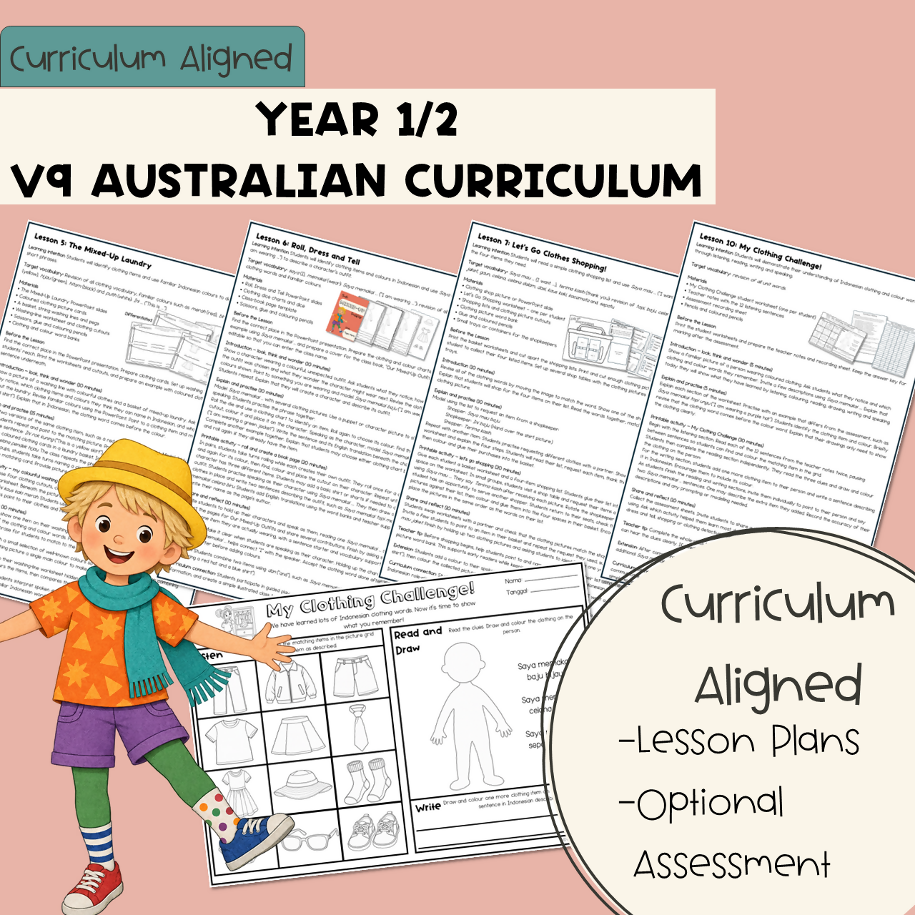 Indonesian Clothing Unit | Years 1–2 | Pakaian Lessons, Worksheets & Games