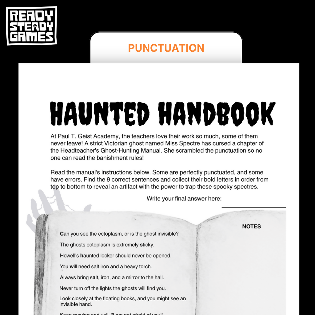 Halloween Grammar Review Puzzle Pack | Crack the Code | Years 5-6