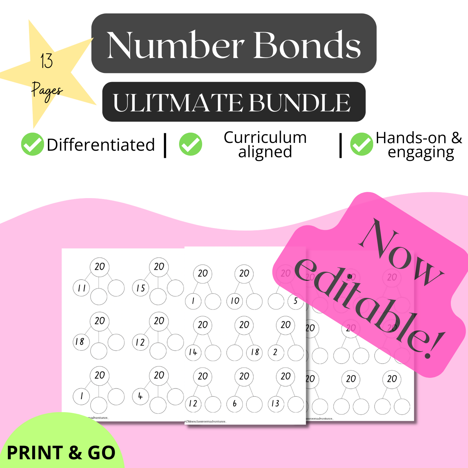 Number Bonds | Canva | Editable | Worksheets | Maths Curriculum Aligned