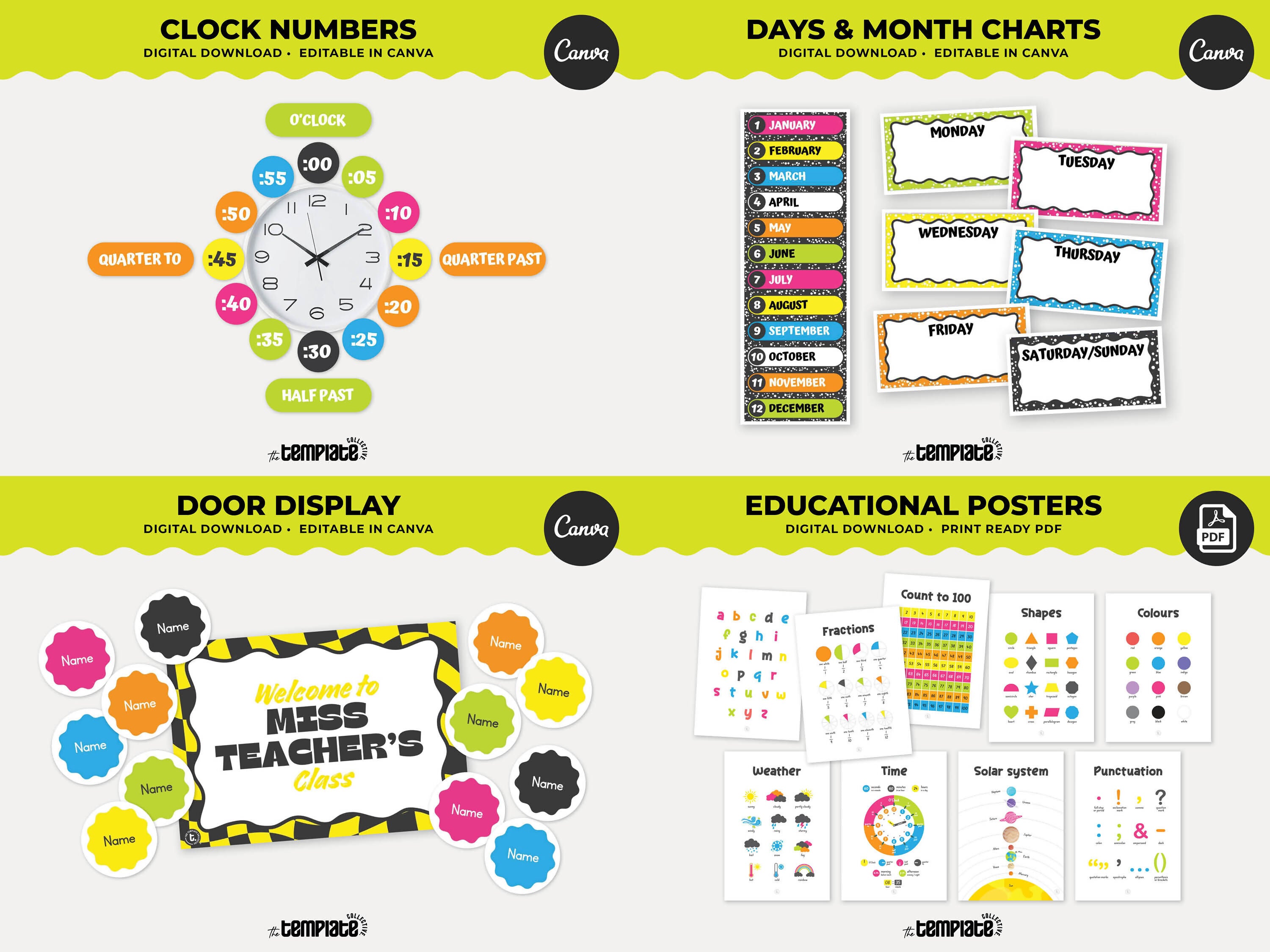 90’s Baby Classroom Decor Bundle • Retro Neon Classroom Theme • Bulletin Board Decor • Teacher Resources • Editable & Printable
