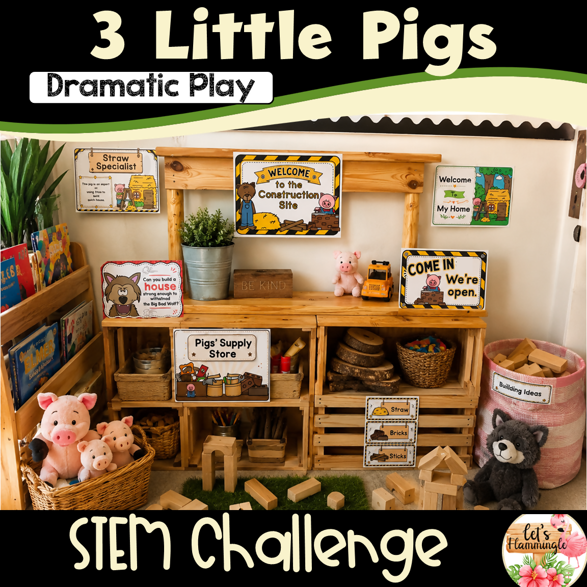 The Three Little Pigs Construction Theme Dramatic Play Stem Challenge Activities