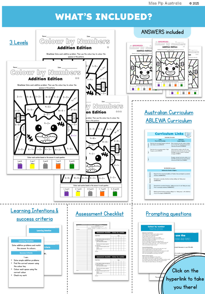 Halloween Maths Worksheets | Addition Colour by Number | Differentiated
