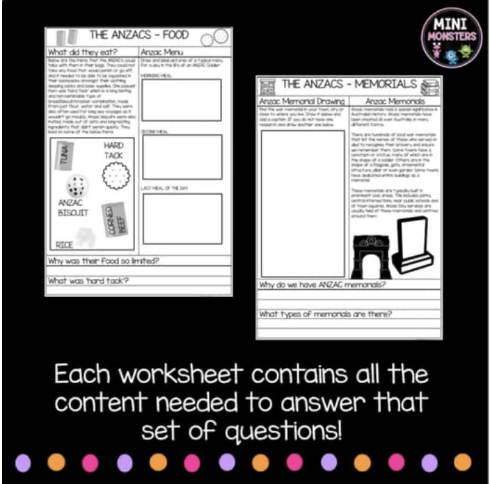ANZAC Day Worksheets Year 3-5 Australian Curriculum
