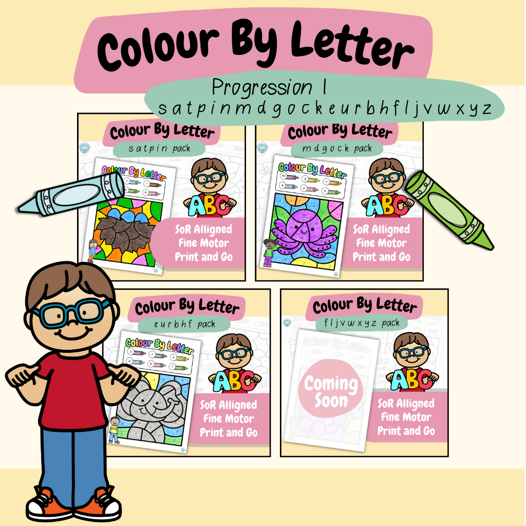 Colour by Letter - satpinmdgockeurbhfljvwxyz | Letter Recognition | Print & Go