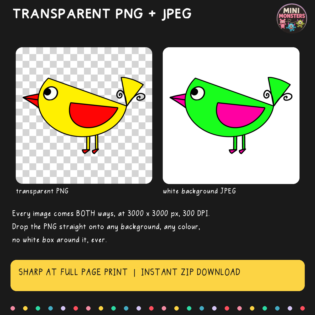 Birds Clipart Set 2 | 10 Hand Drawn Images | Transparent PNG and JPEG | Commercial Use