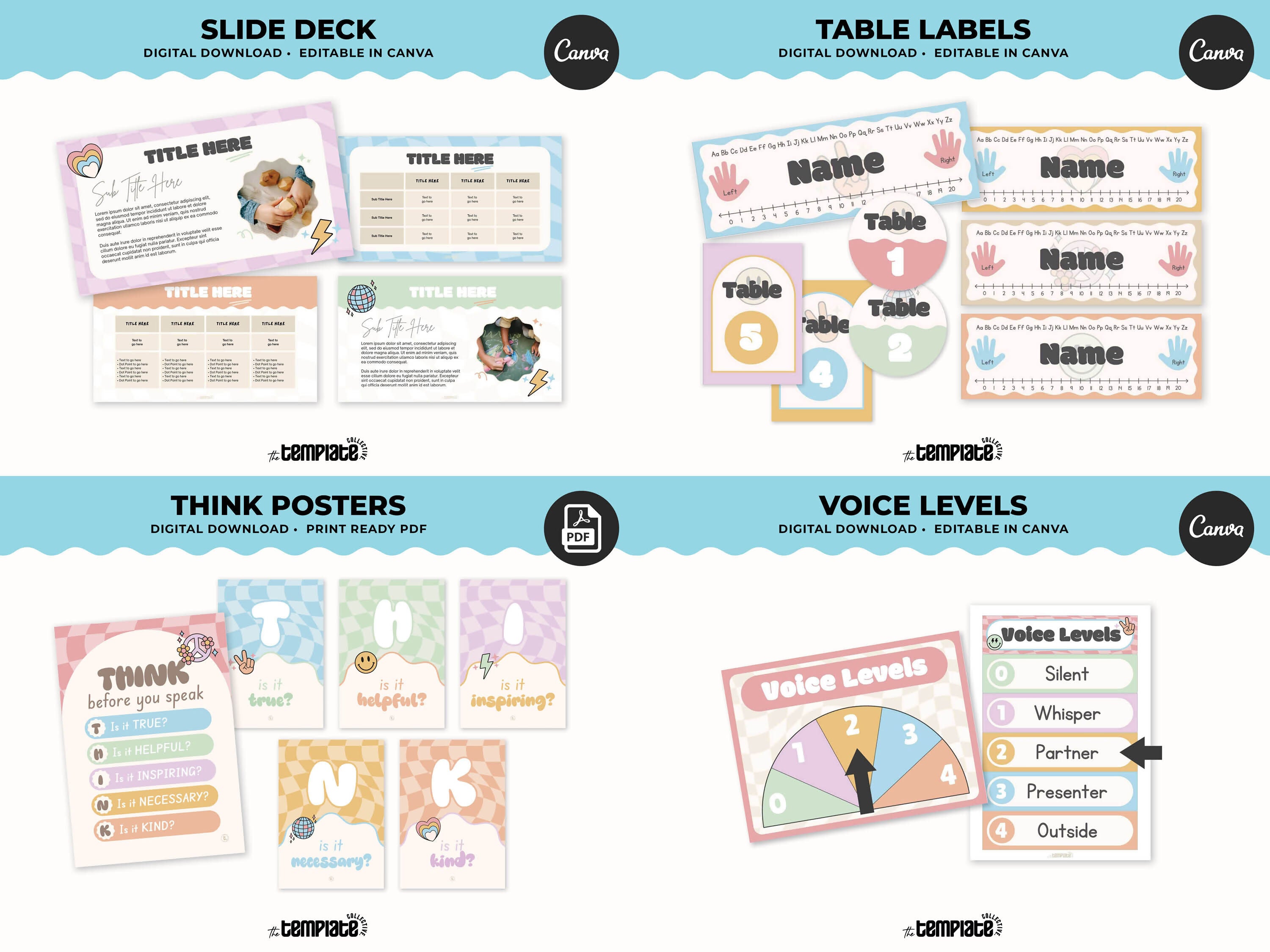 This Class is a Vibe Classroom Decor Bundle • Pastel Retro Rainbow Theme • Bulletin Board Decor • Teacher Resources • Editable & Printable