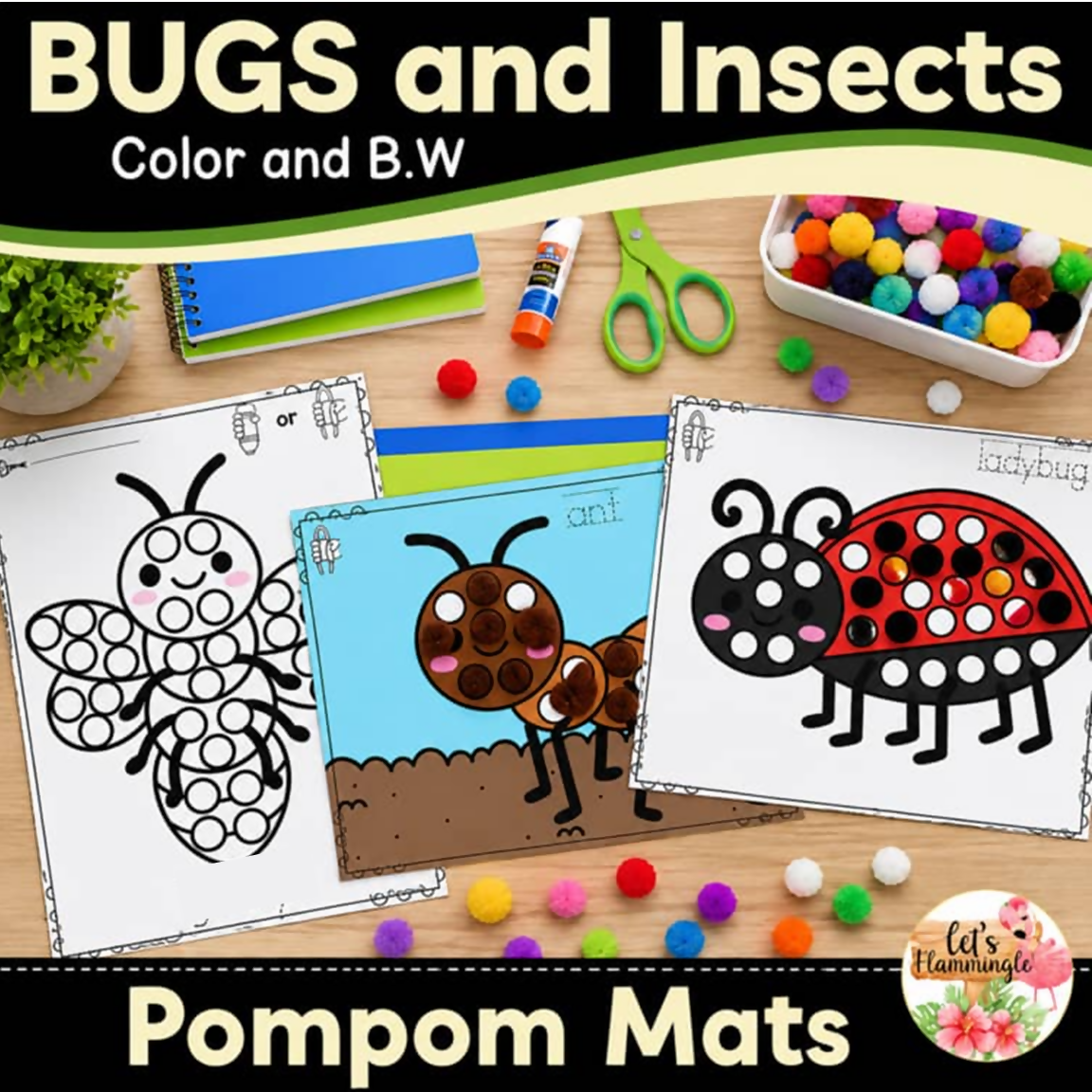 Bugs and Insects Minibeasts Dot Marker Printables Pompom Mats Preschool