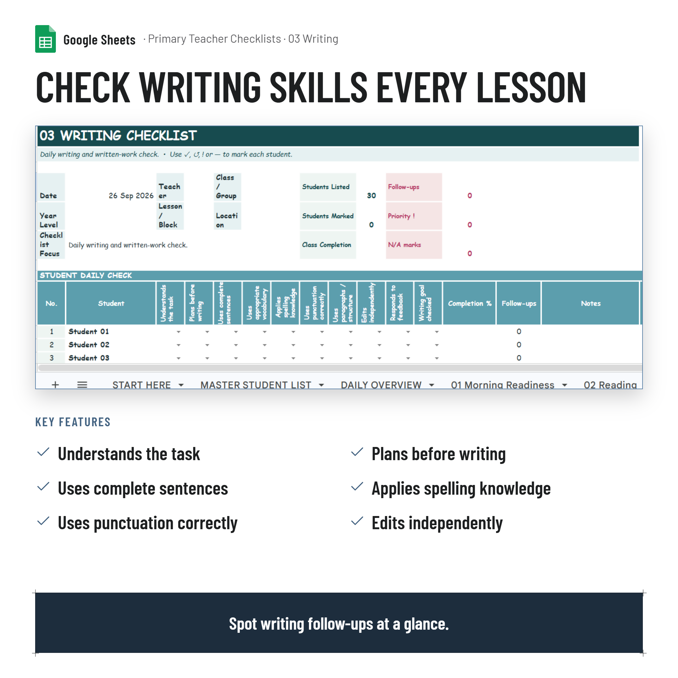 Primary School Teachers Checklist Bundle| Google Sheets| Printable