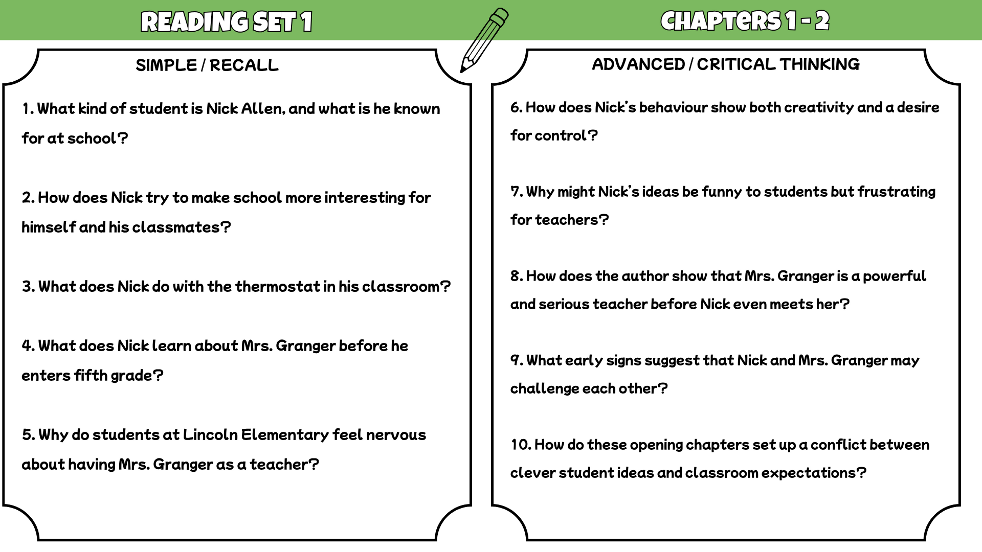 Frindle Comprehension Questions and Answer Key PDF | Andrew Clements Novel Worksheets for Grades 3–6