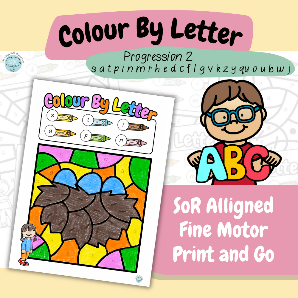Colour by Letter - satpinmrhedcflgvkzyquoubwj | Letter Recognition | Print & Go