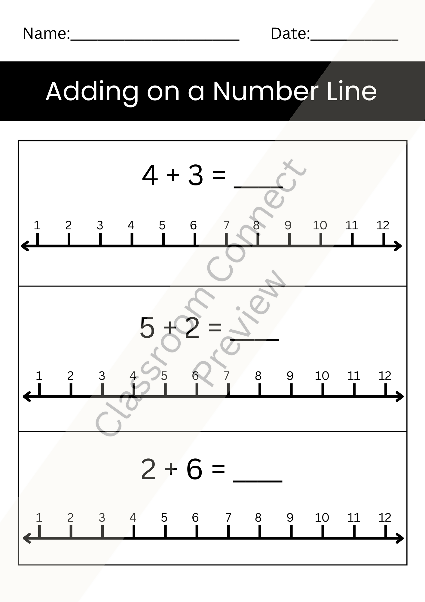 Addition on a Number Line Worksheets (1–100) | Differentiated & Intervention