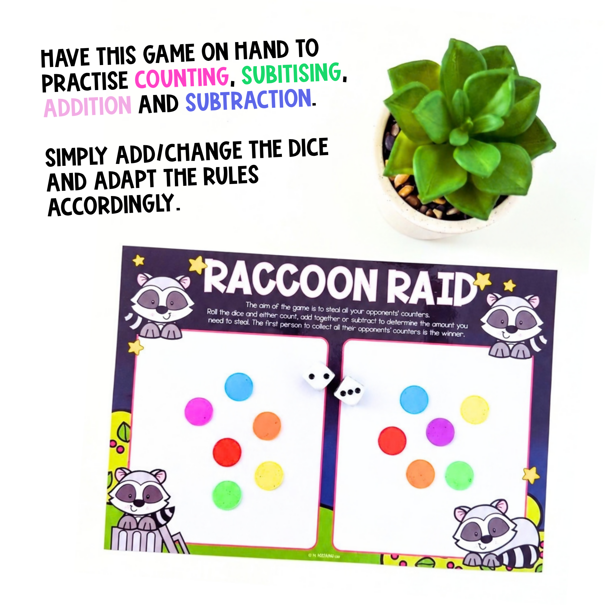 FREE Raccoon Raid | Counting, Subitising, Addition & Subtraction Practise