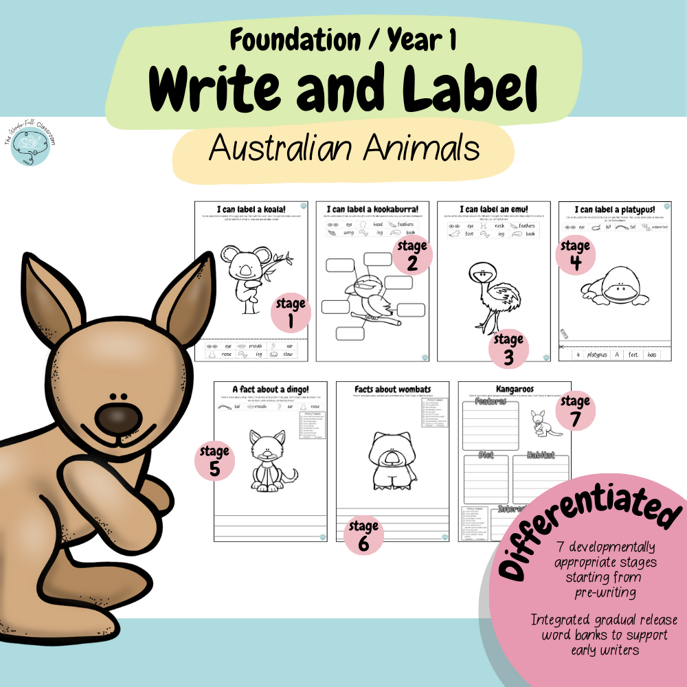 Foundation & Year 1 V9 Differentiated Information Writing - Australian Animals