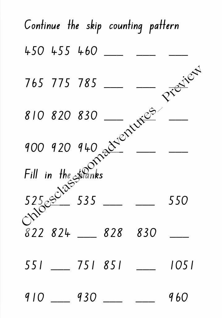 Skip Counting by 5s & 10s (Including Hundreds) | Maths Number Skills Worksheet | Year 1-2 |