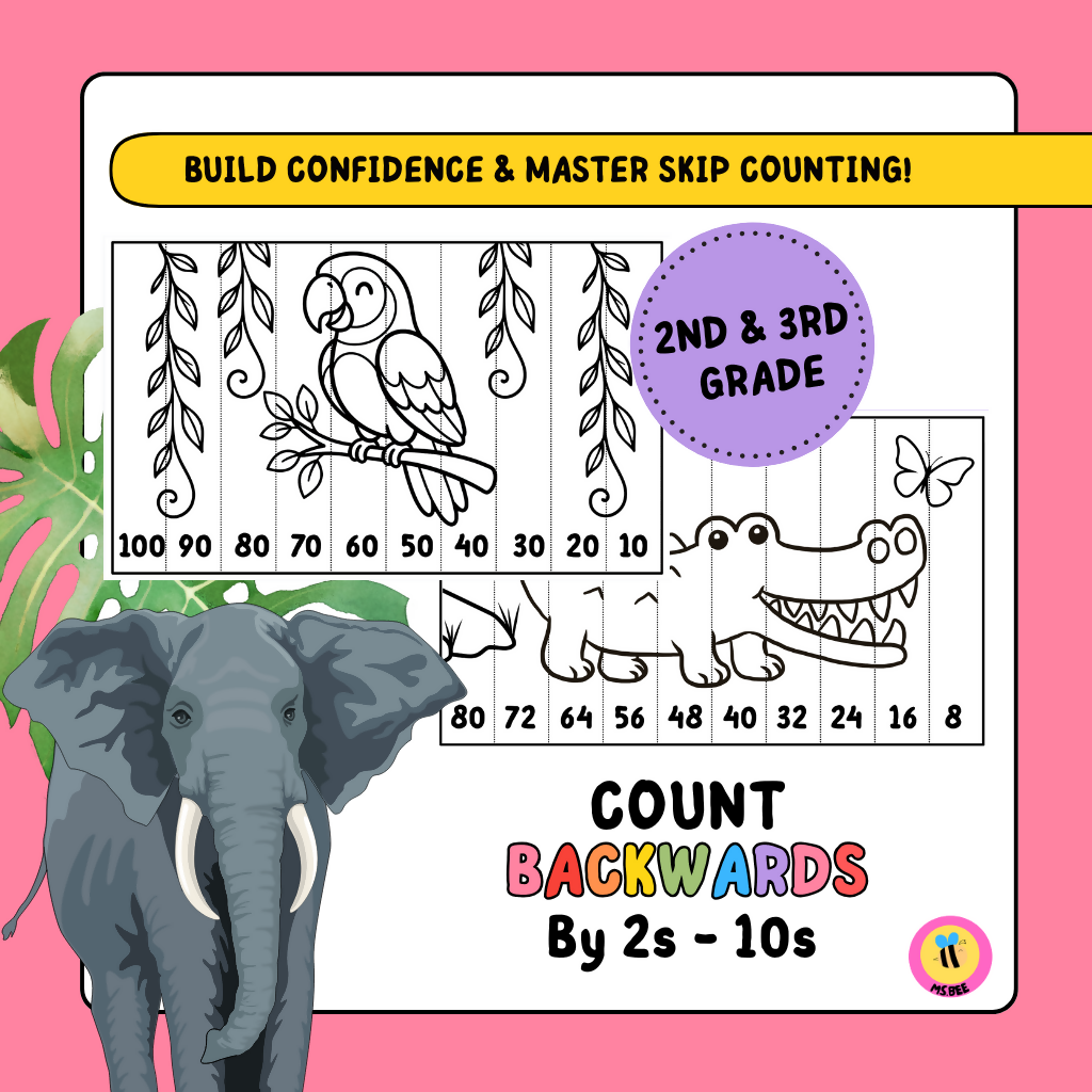 Skip Counting Puzzles | Backwards | By 2s - 10s