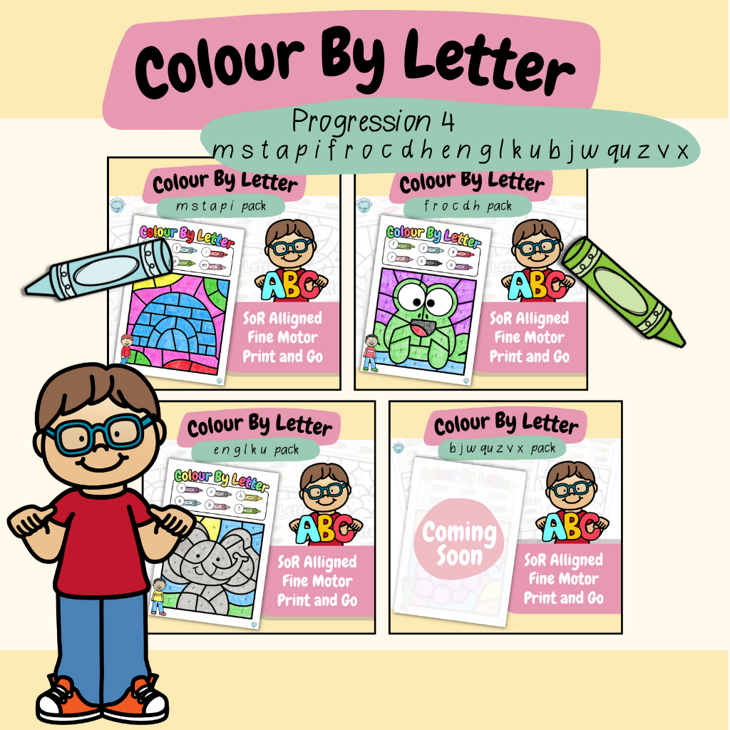 Colour by Letter - mstapifrocdhenglkubjwquzvx | Letter Recognition | Print & Go