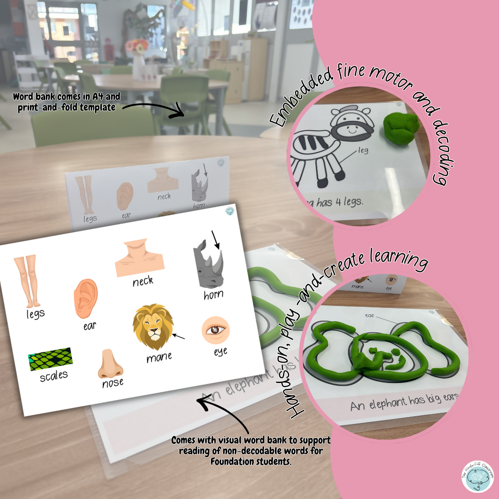 Read, Roll & Build | Foundation Information Text Playdough Mats | Zoo Animals