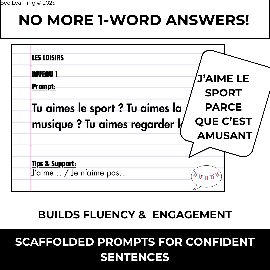 French Speaking & Writing Activities for Beginners | Differentiated Task Cards | Year 7–8