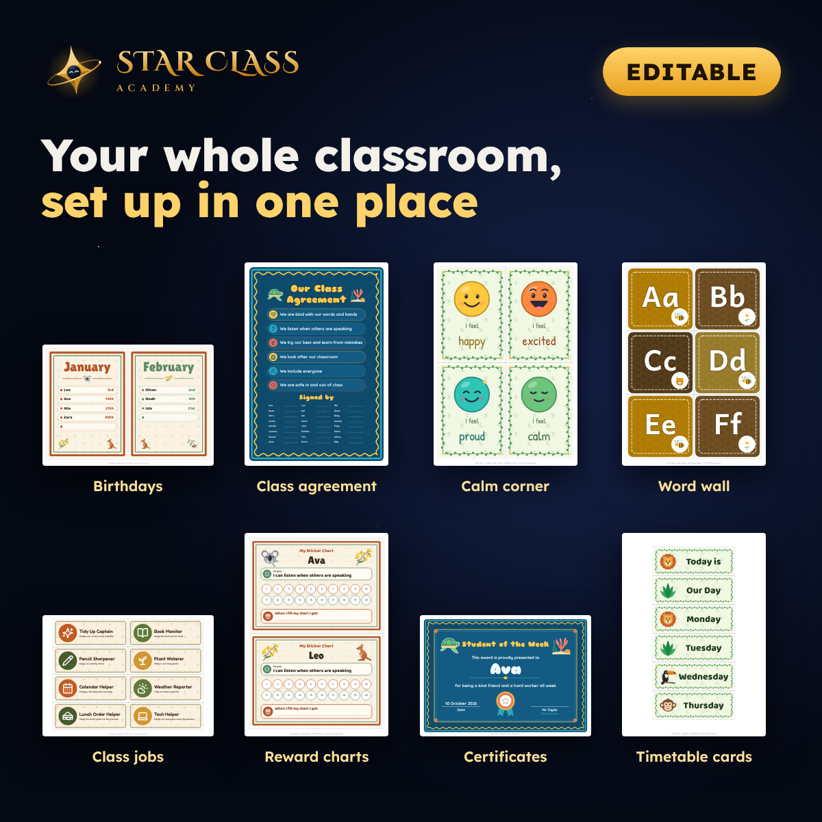 Nature Classroom Decor Pack | Woodland, Aussie Animals, Ocean, Jungle | Prep to Year 6