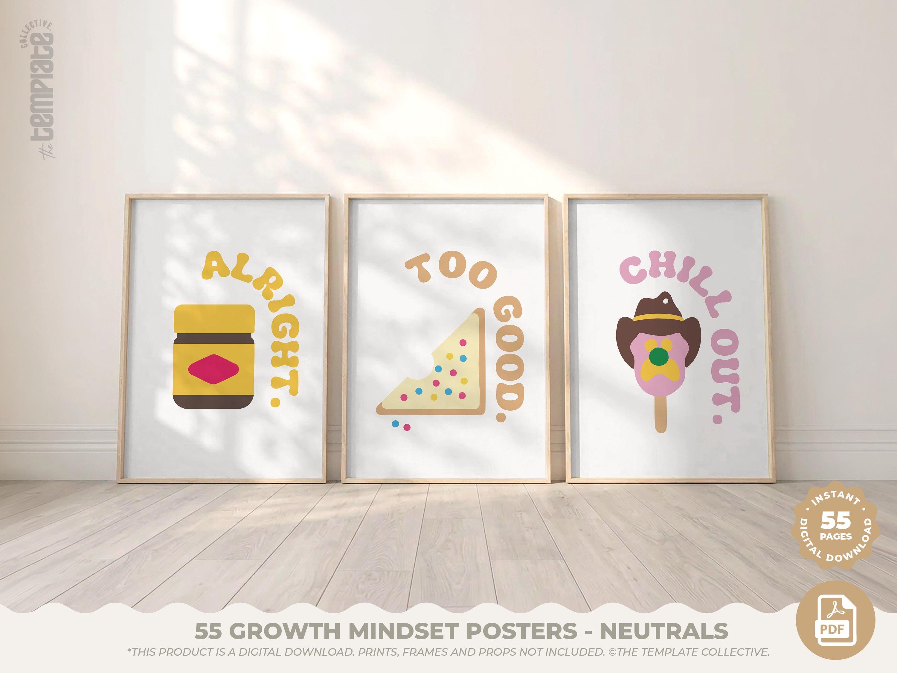 55 Growth Mindset Posters • Neutral Aesthetic Classroom Decor • Digital Download • Positive Affirmation Bulletin Board • Quotes for Kids