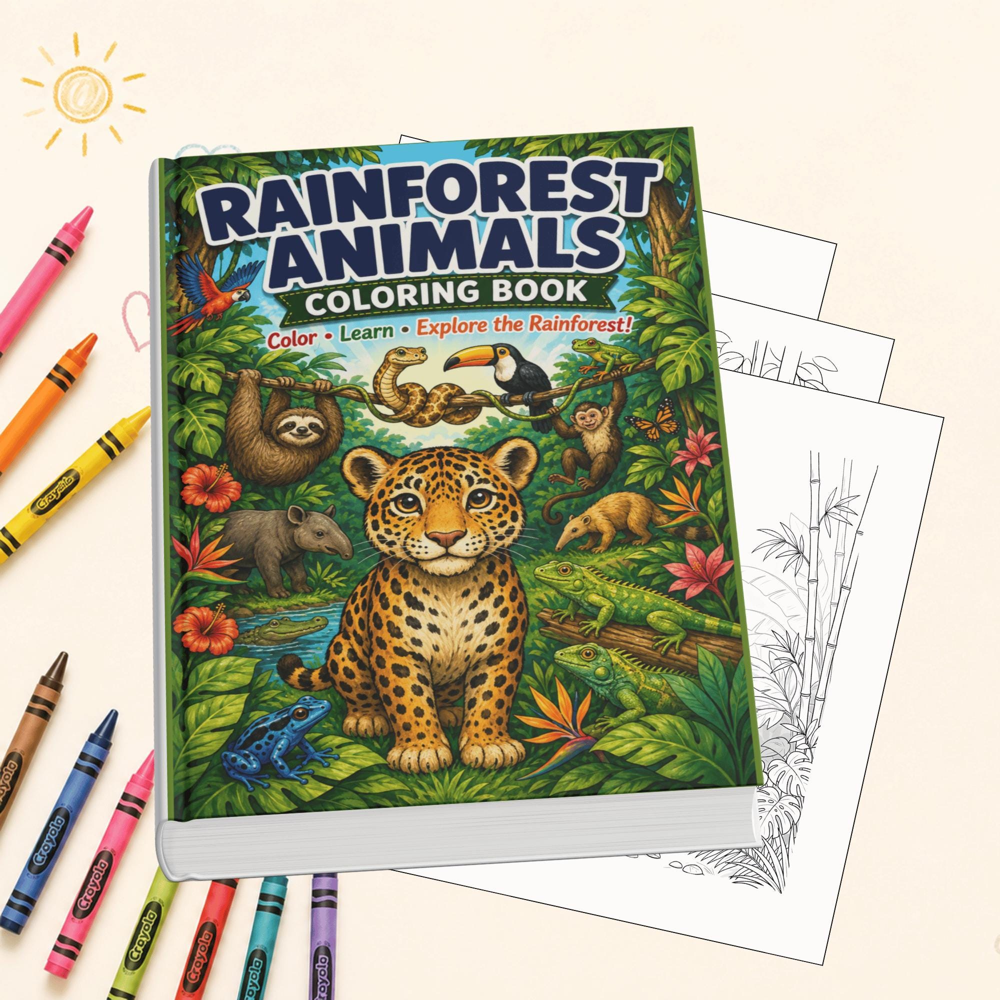 Rainforest Animals Coloring Pages for Kids | Jungle Animal Printable | Tropical Wildlife Science Worksheets | Homeschool