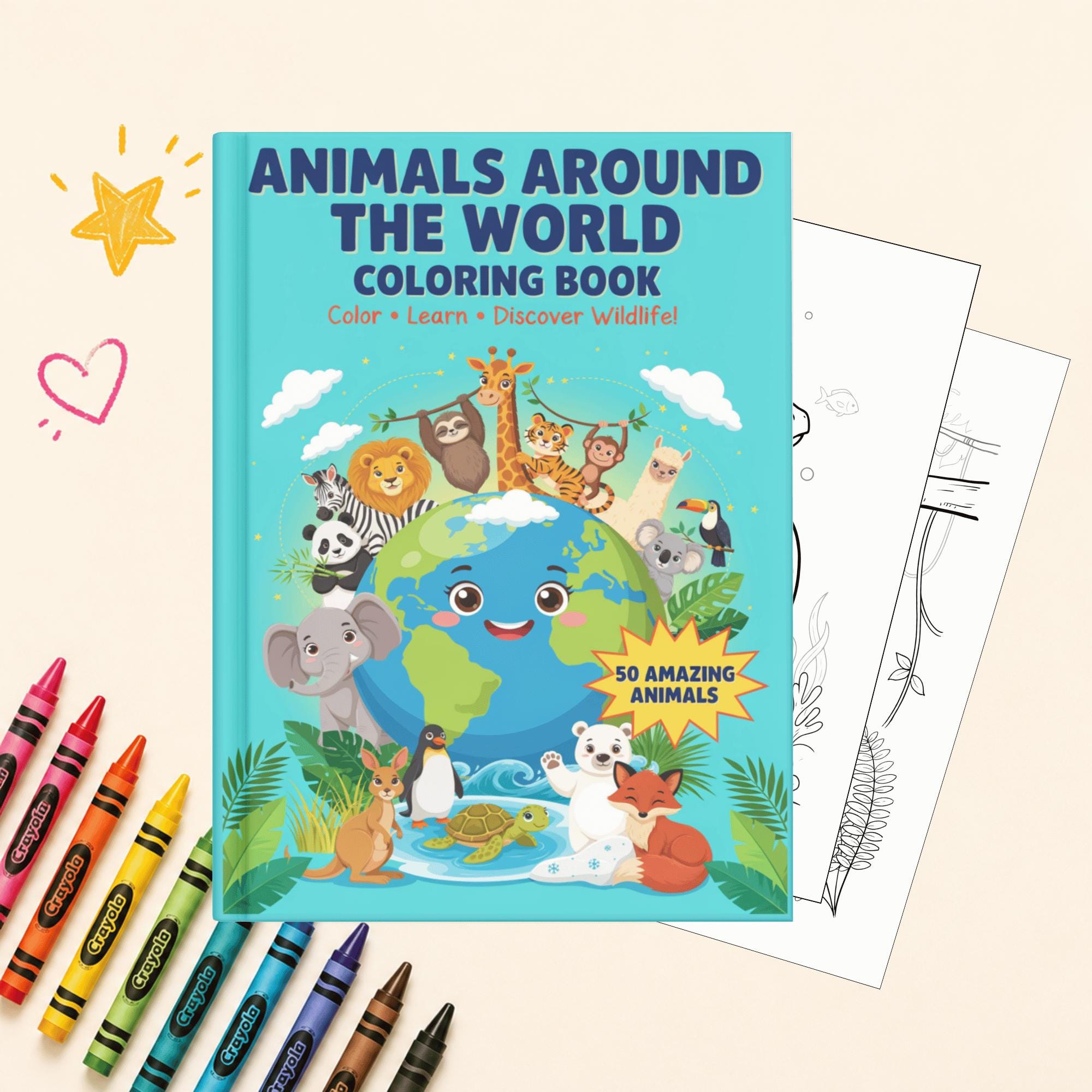 Animals Around the World Coloring Pages | World Animals for Kids | Geography & Animal Habitats Printable Worksheets - II