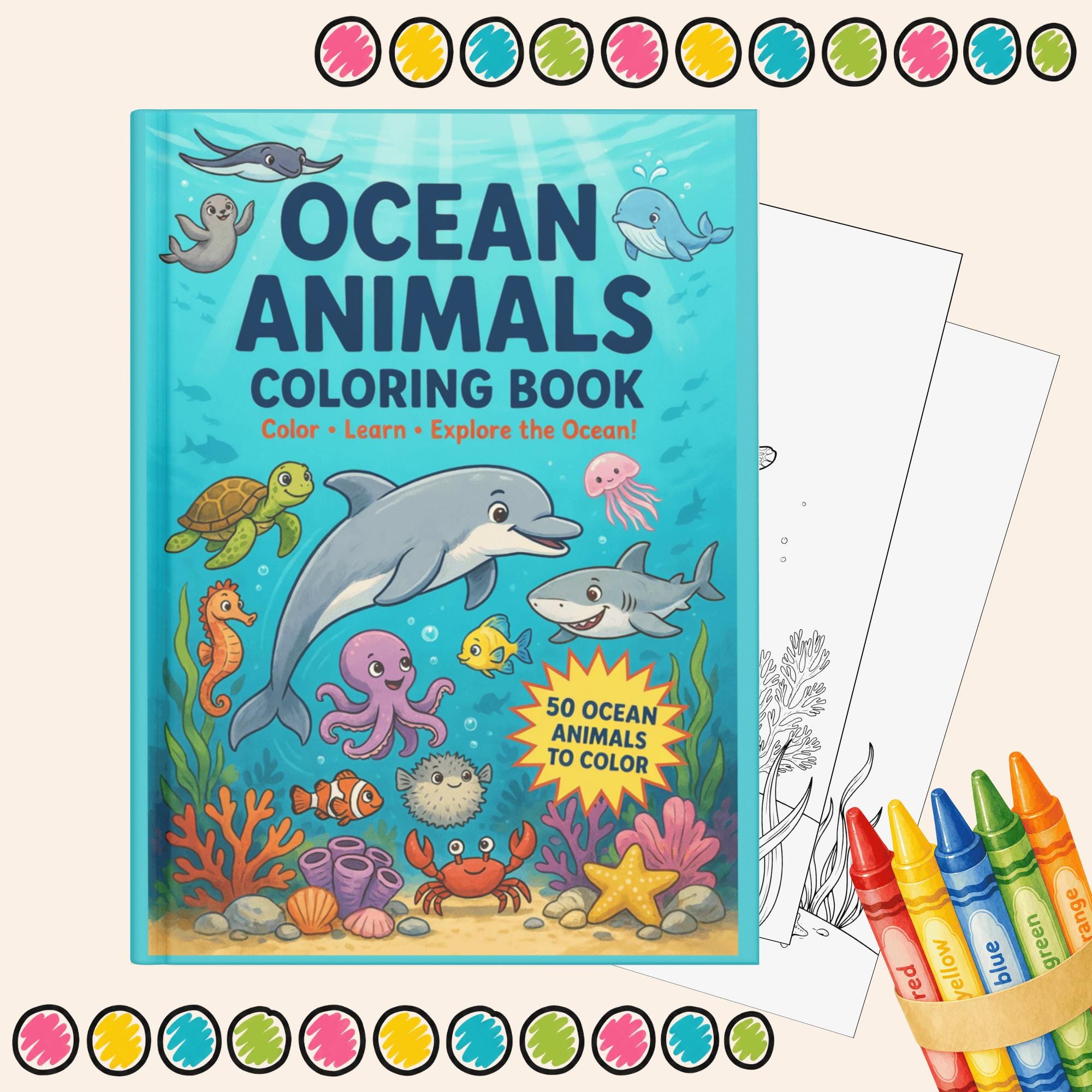Ocean Animals Coloring Pages for Kids | Under the Sea Printable | Sea Animals Activity | Preschool Homeschool Worksheets - II