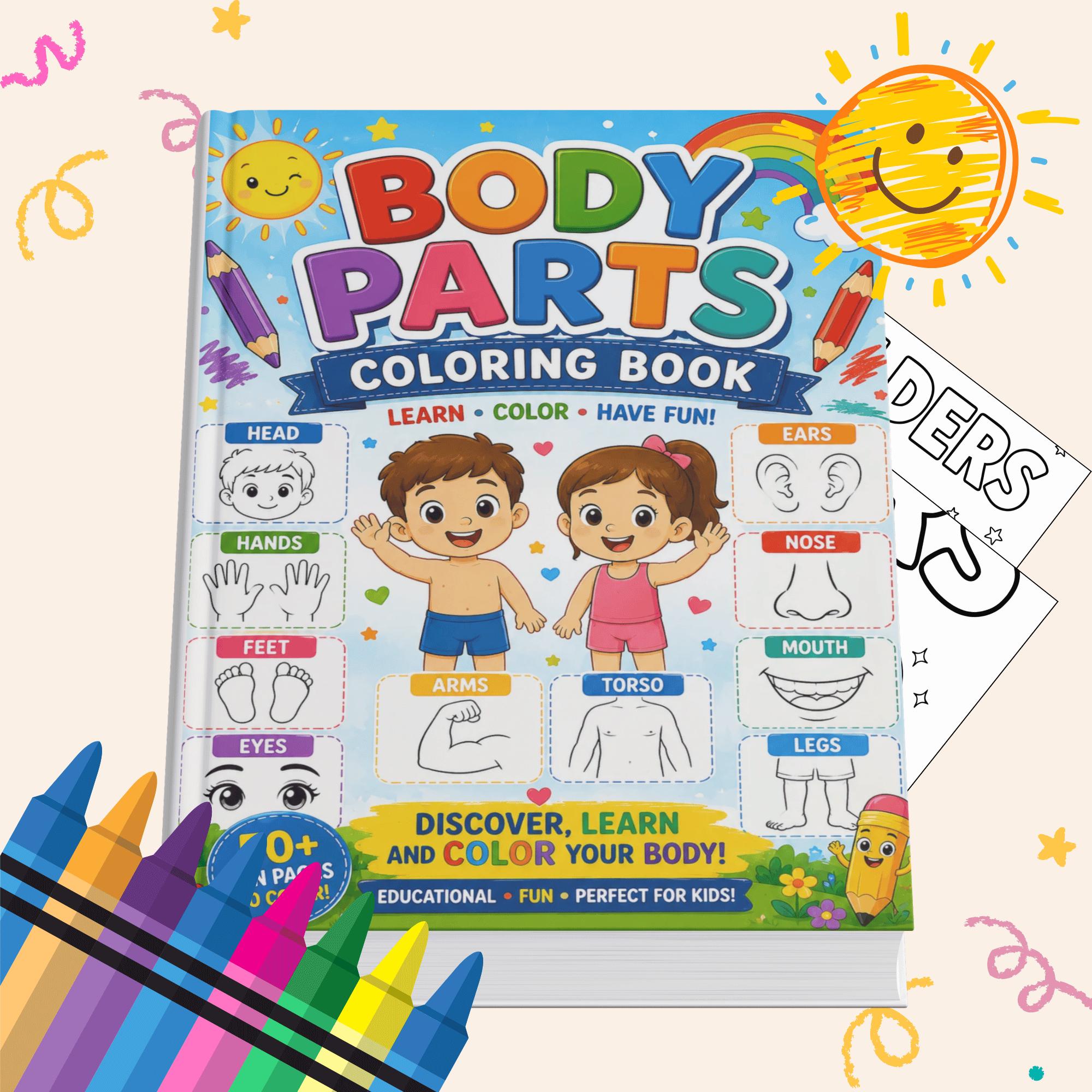 Body Parts Coloring Pages for Kids | My Body Printable Worksheets | Preschool Anatomy & Vocabulary Activity