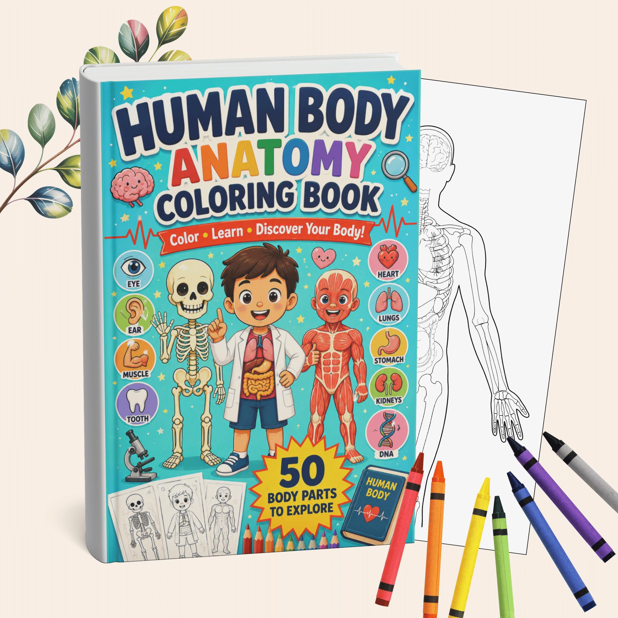 Human Body Anatomy Coloring Pages for Kids | Anatomy Worksheets | Body Parts Science Printable | Homeschool Activity