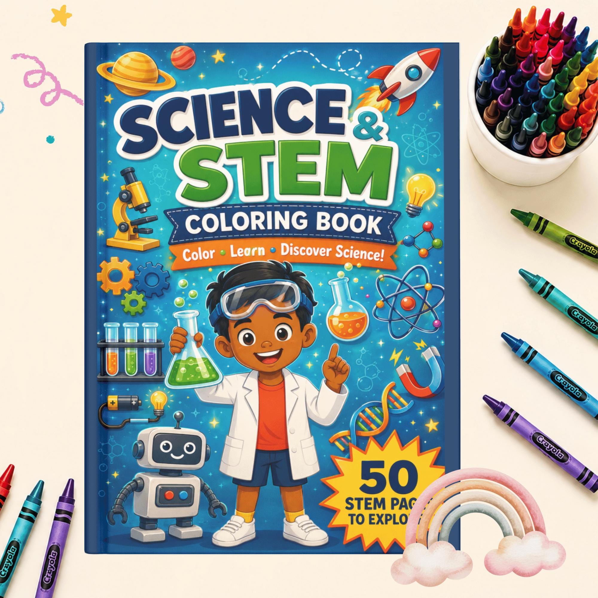 Science STEM Coloring Pages for Kids | Printable Science Worksheets | Homeschool STEM Activity | Classroom Early Finishers