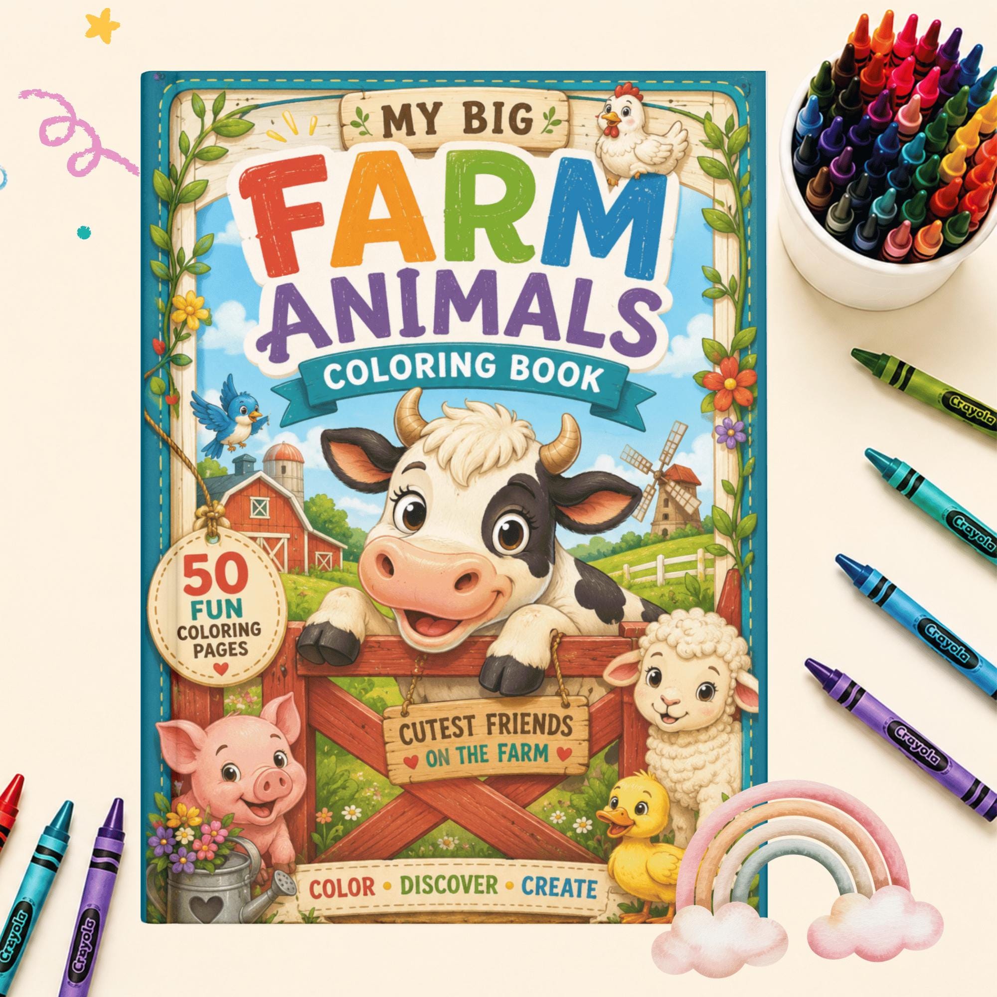 Farm Animals Coloring Pages for Kids | Barnyard Animal Printable | Preschool Homeschool Worksheets | Early Finishers