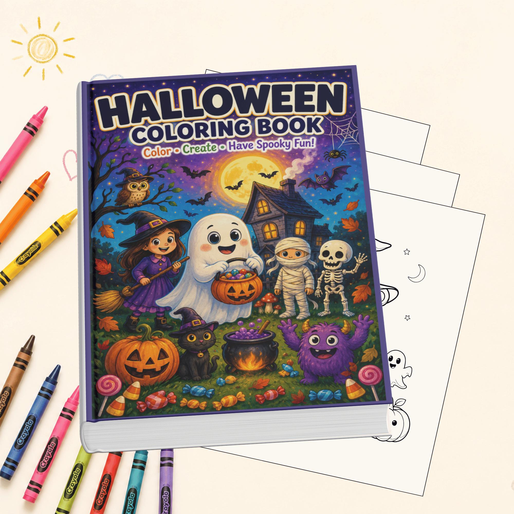 Halloween Coloring Pages for Kids | Printable Pumpkin Ghost Witch Activity | Classroom Party & Homeschool Printable