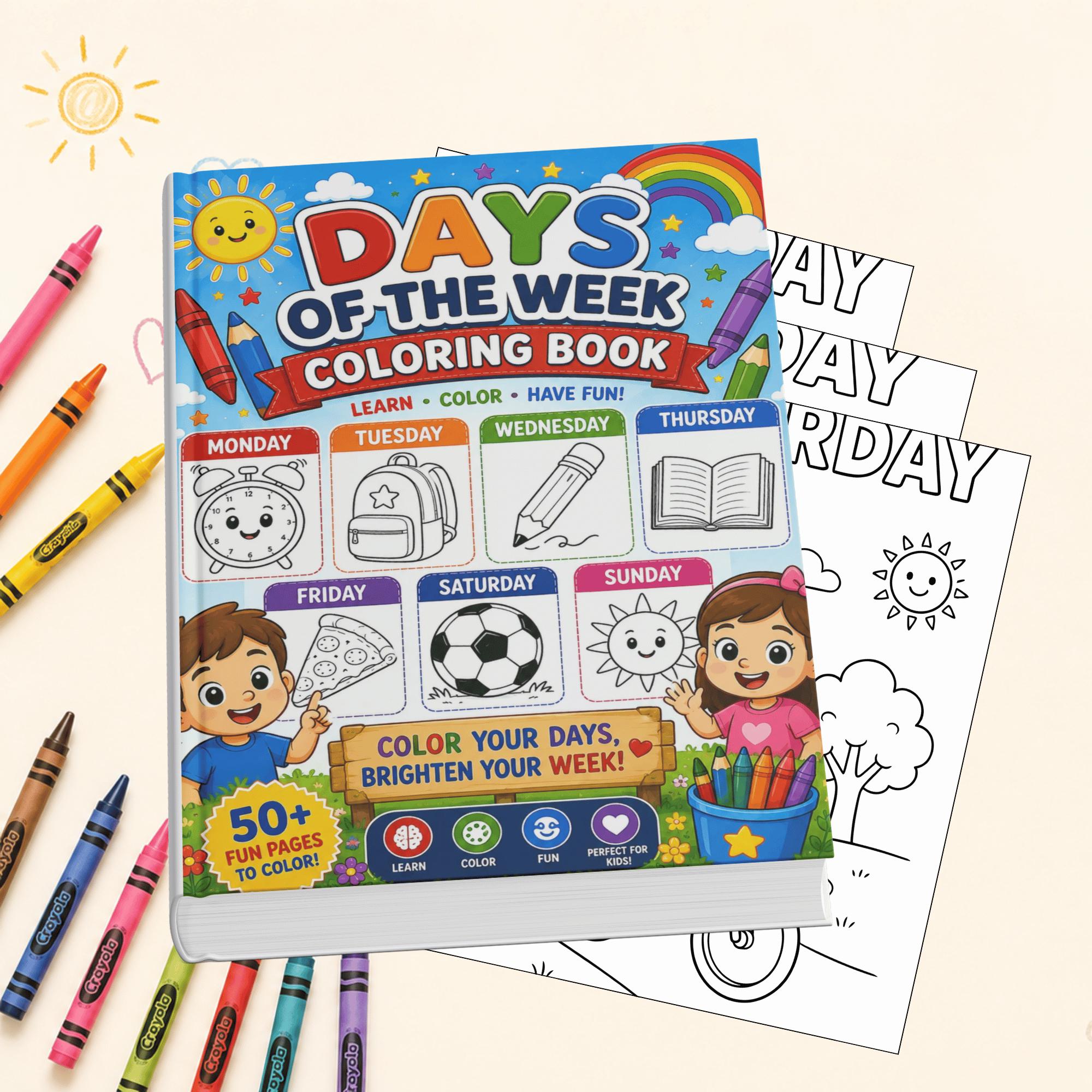 Days of the Week Coloring Pages | Monday-Sunday Calendar Printable | Preschool Kindergarten Learning Activity