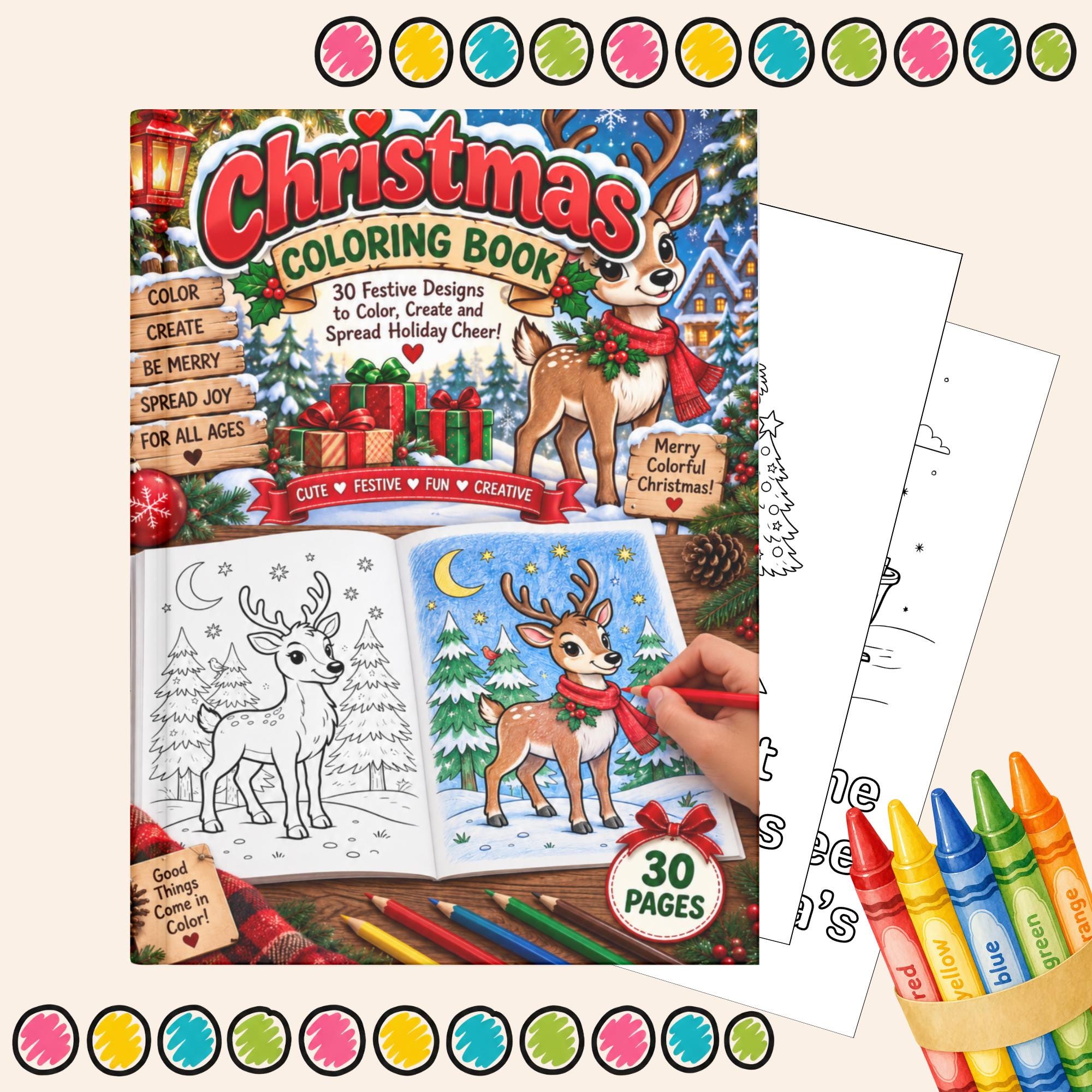 Christmas Coloring Pages Coloring Pages, Printable Seasonal Activity for Kids And Families, Holiday Classroom PDF, Instant Download