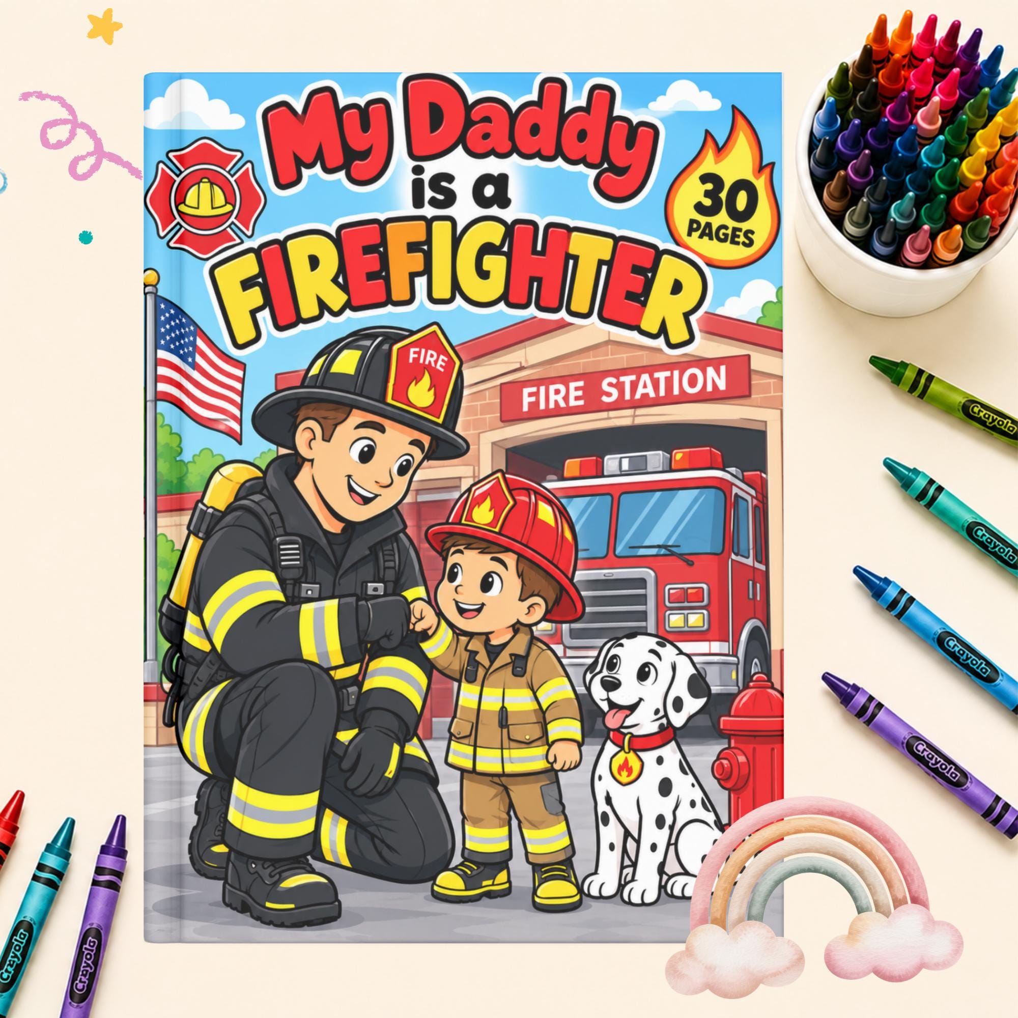 Firefighter Coloring Book for Kids, Community Helper Career Coloring Pages, Classroom Printable, Instant Download PDF