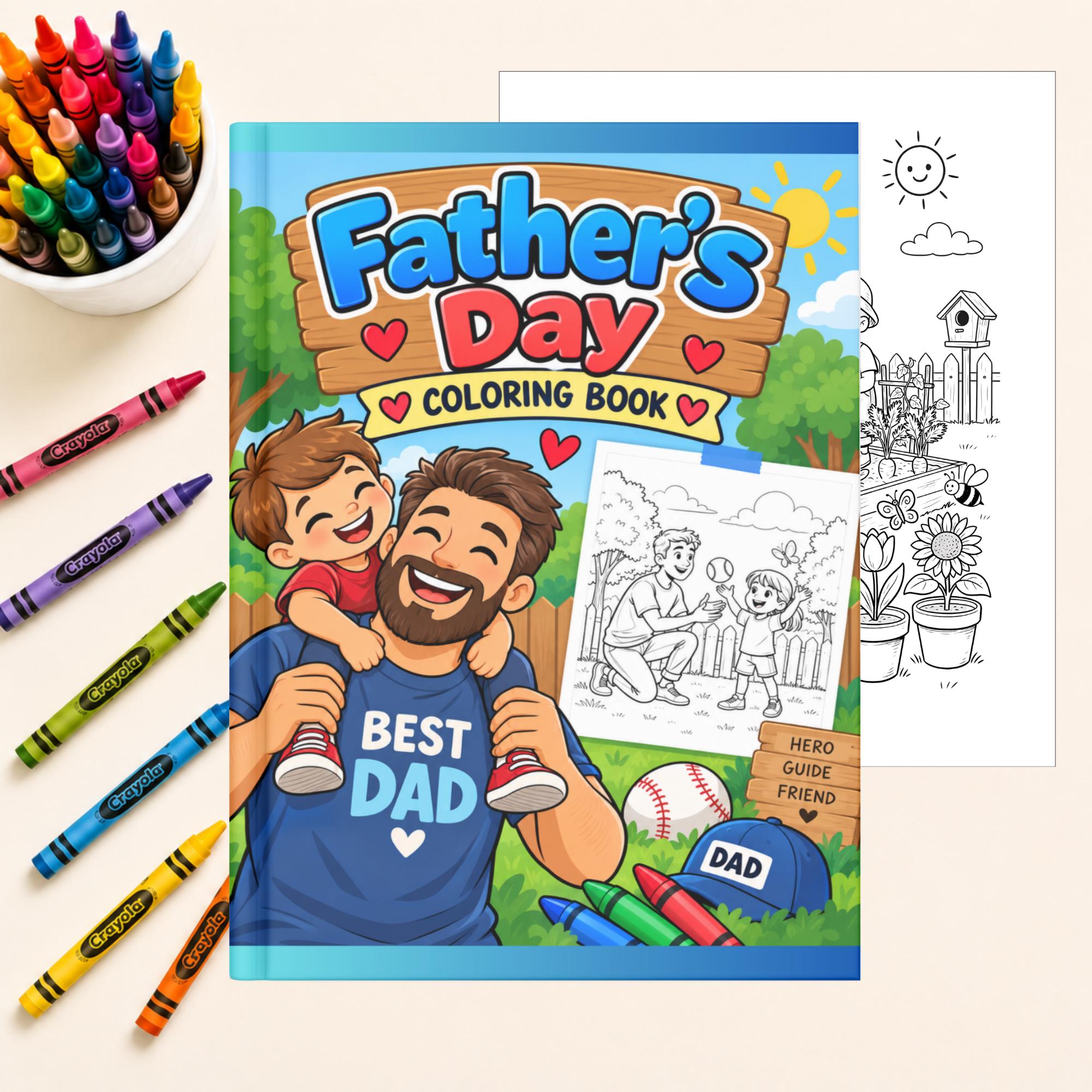 Father'S Day Coloring Pages, Printable Coloring Book for Kids And Families, Cozy Activity, Instant Download PDF