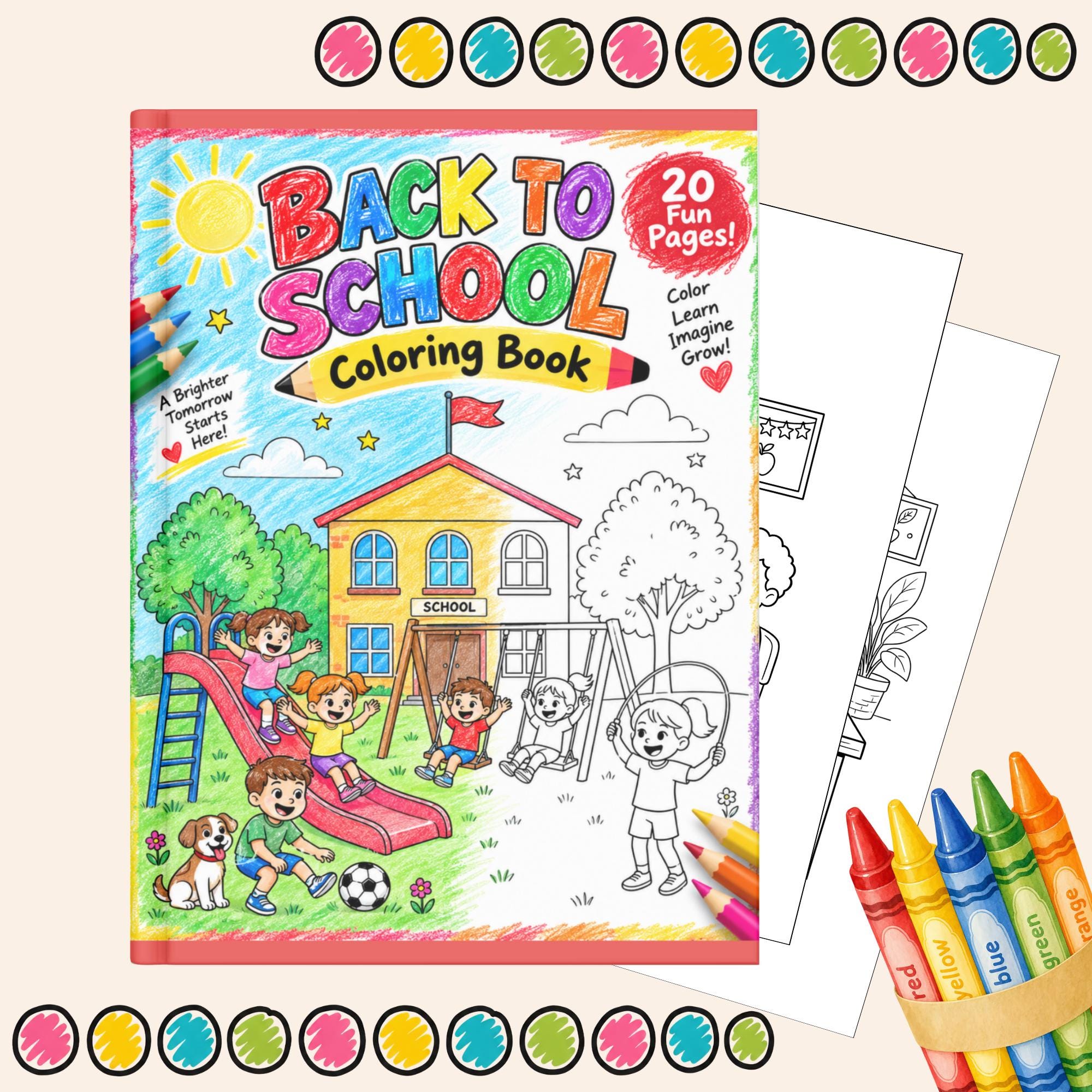 Back To School Coloring Pages, Printable Coloring Book for Kids And Students, Classroom Activity, Instant Download PDF