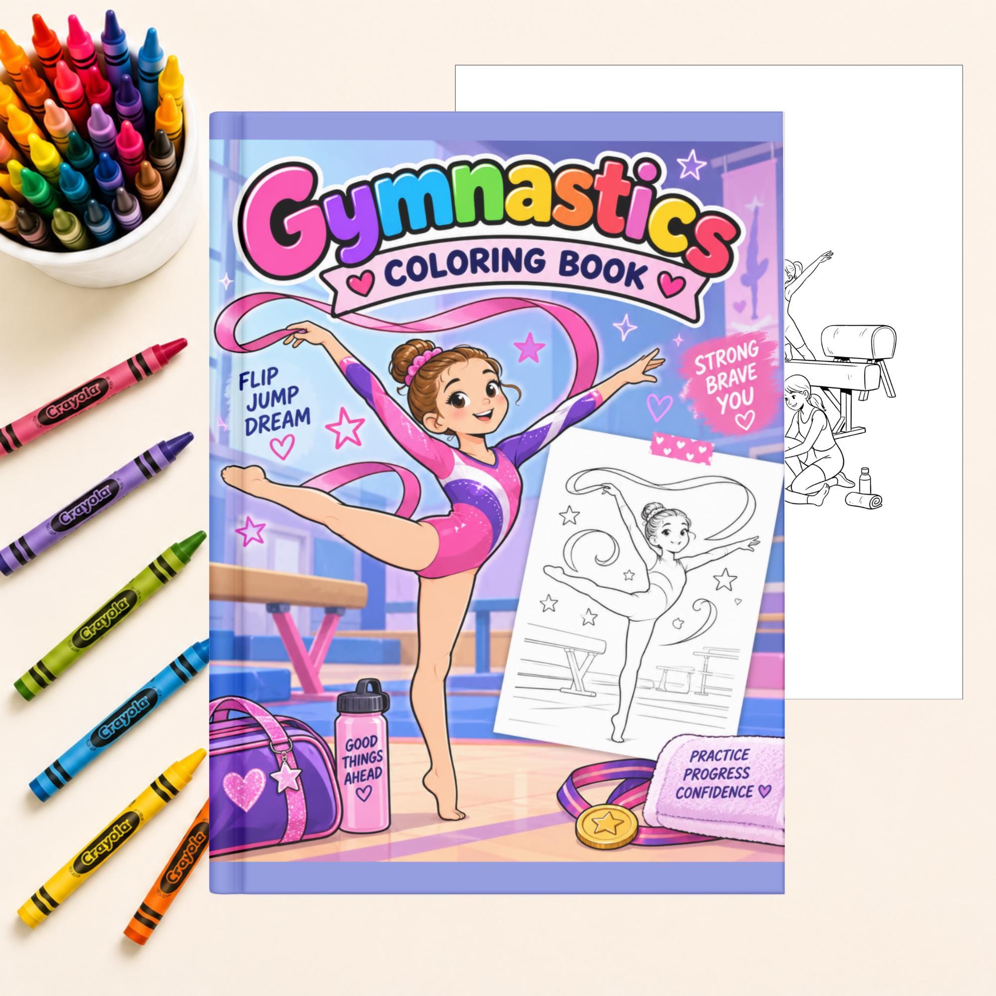 Gymnastics Coloring Book, Printable Coloring Pages for Kids Ages 4–8, Fun Activity, Instant Download PDF