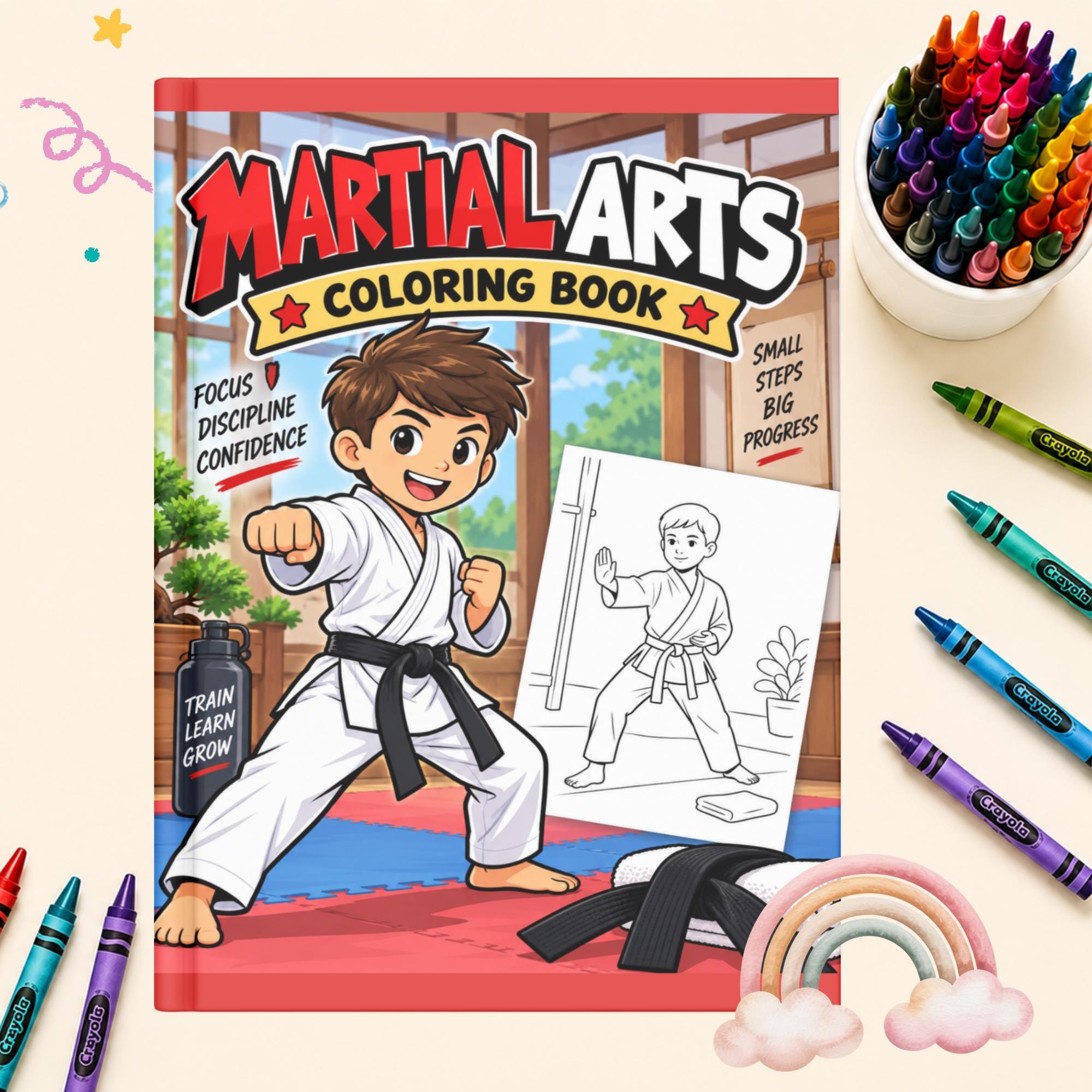 Martial Arts Coloring Book, Printable Coloring Pages for Kids Ages 4–8, Fun Activity, Instant Download PDF