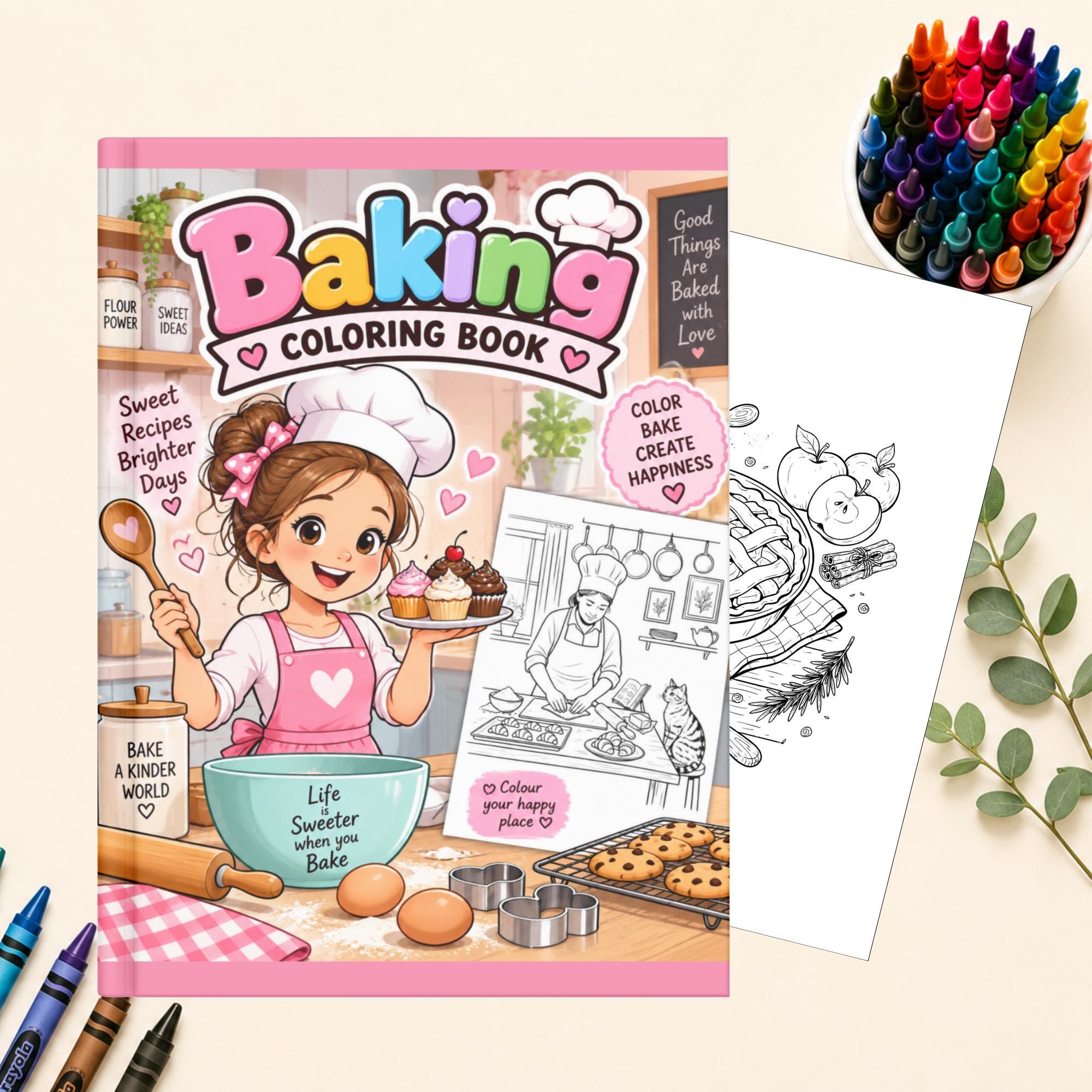 Baking Coloring Book, Printable Coloring Pages for Adults, Teens And Bakers, Cozy/Hygge Coloring Fun Activity, Instant Download PDF