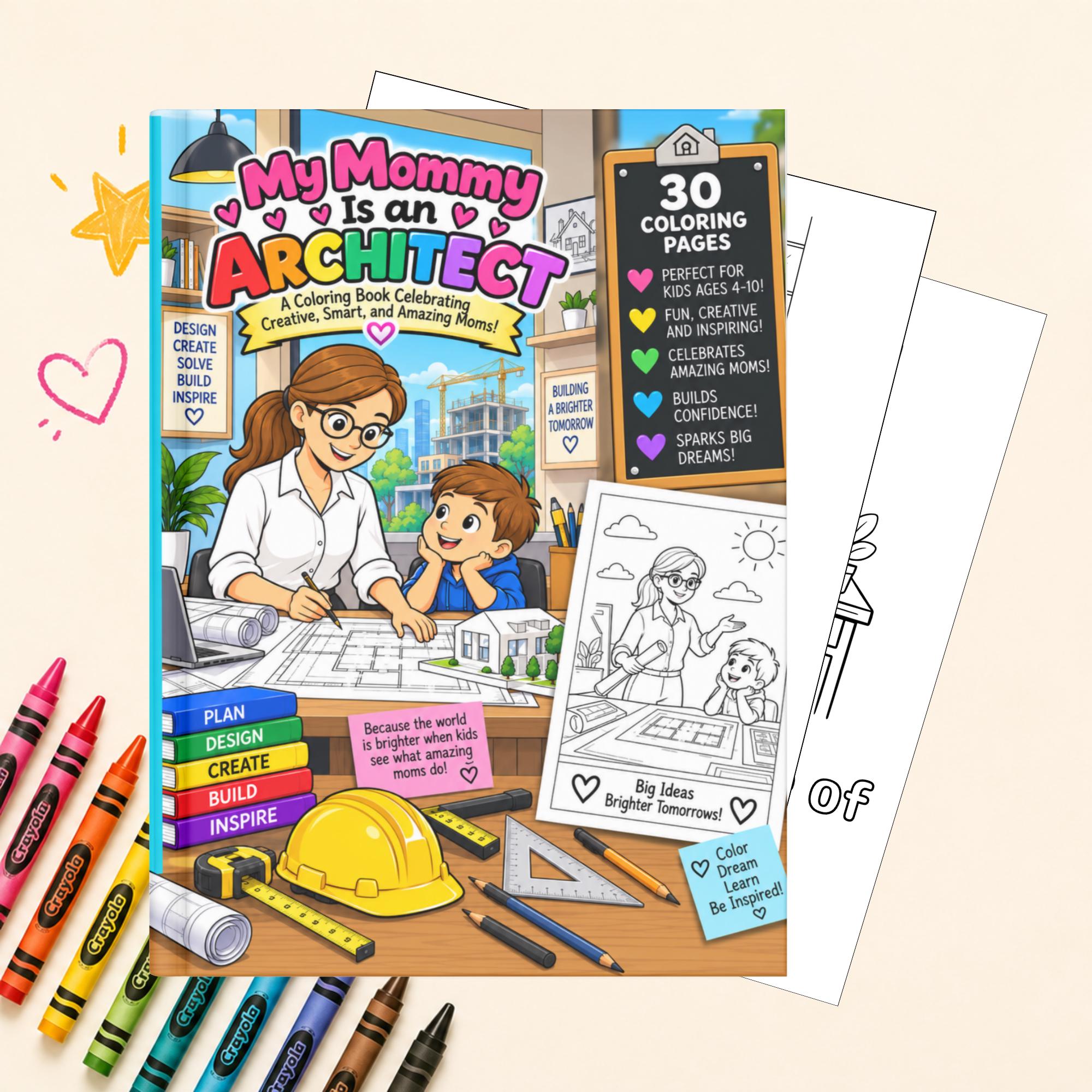 My Mommy Is an Architect Coloring Book for Kids, Printable Coloring Pages, Screen Free Activity, Instant Download PDF