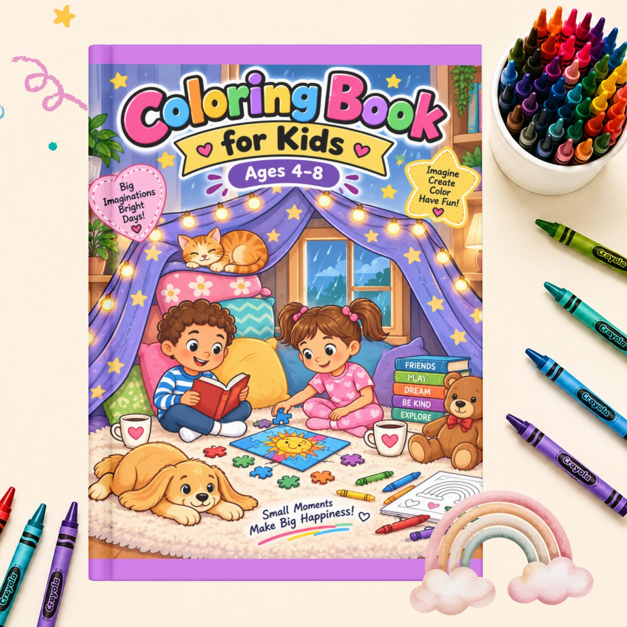 Coloring Book Kids Ages 4-8 Coloring Book, Printable Coloring Pages for Kids Ages 4–8, Fun Activity, Instant Download PDF