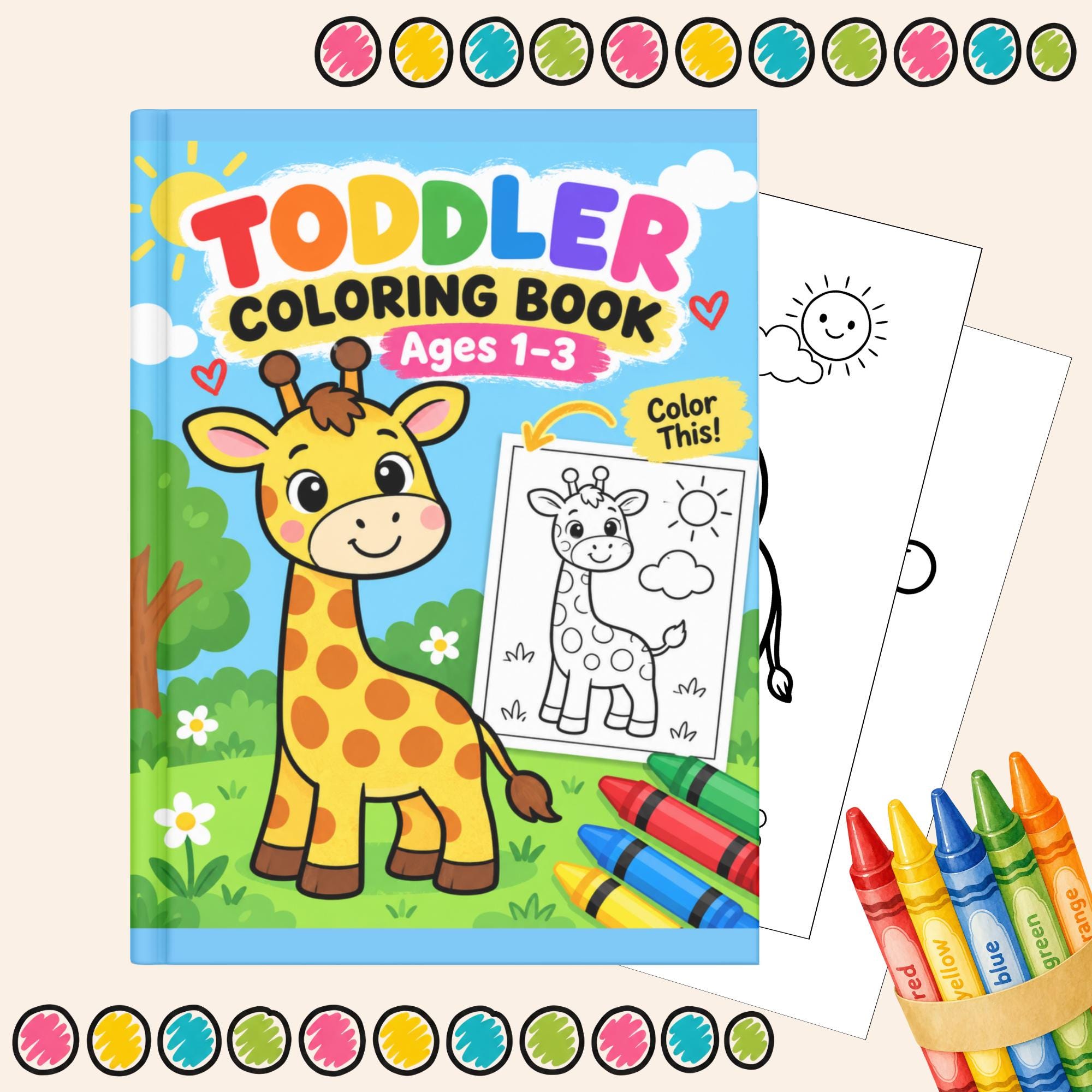 Toddler Coloring Book Ages 1-3, Toddler Coloring Book Ages 1-3 Printable Pages, Bold & Easy Cozy Preschool Activity, Instant Download