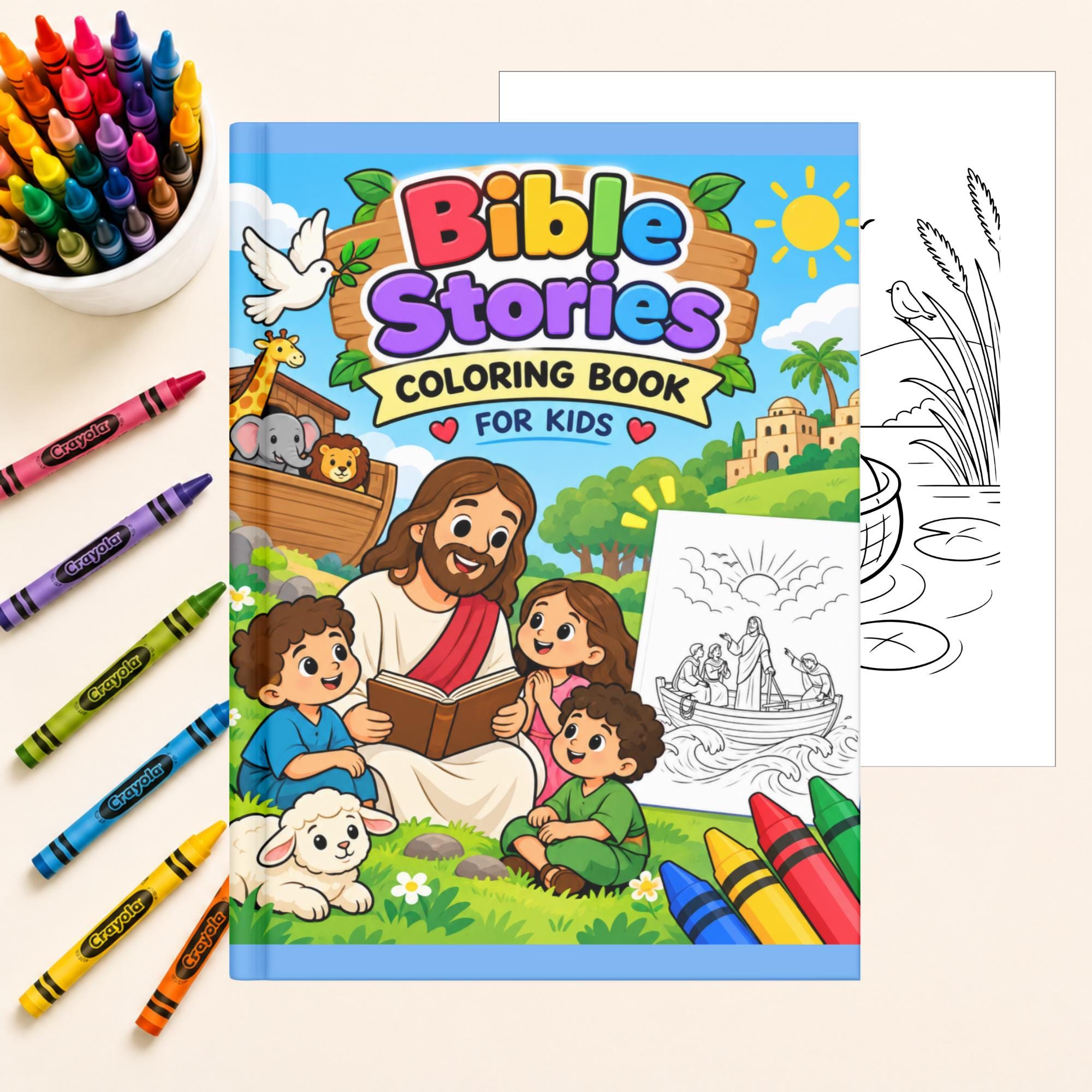 Bible Stories Coloring Pages, Printable Coloring Book for Christian Kids, Classroom Activity, Instant Download PDF