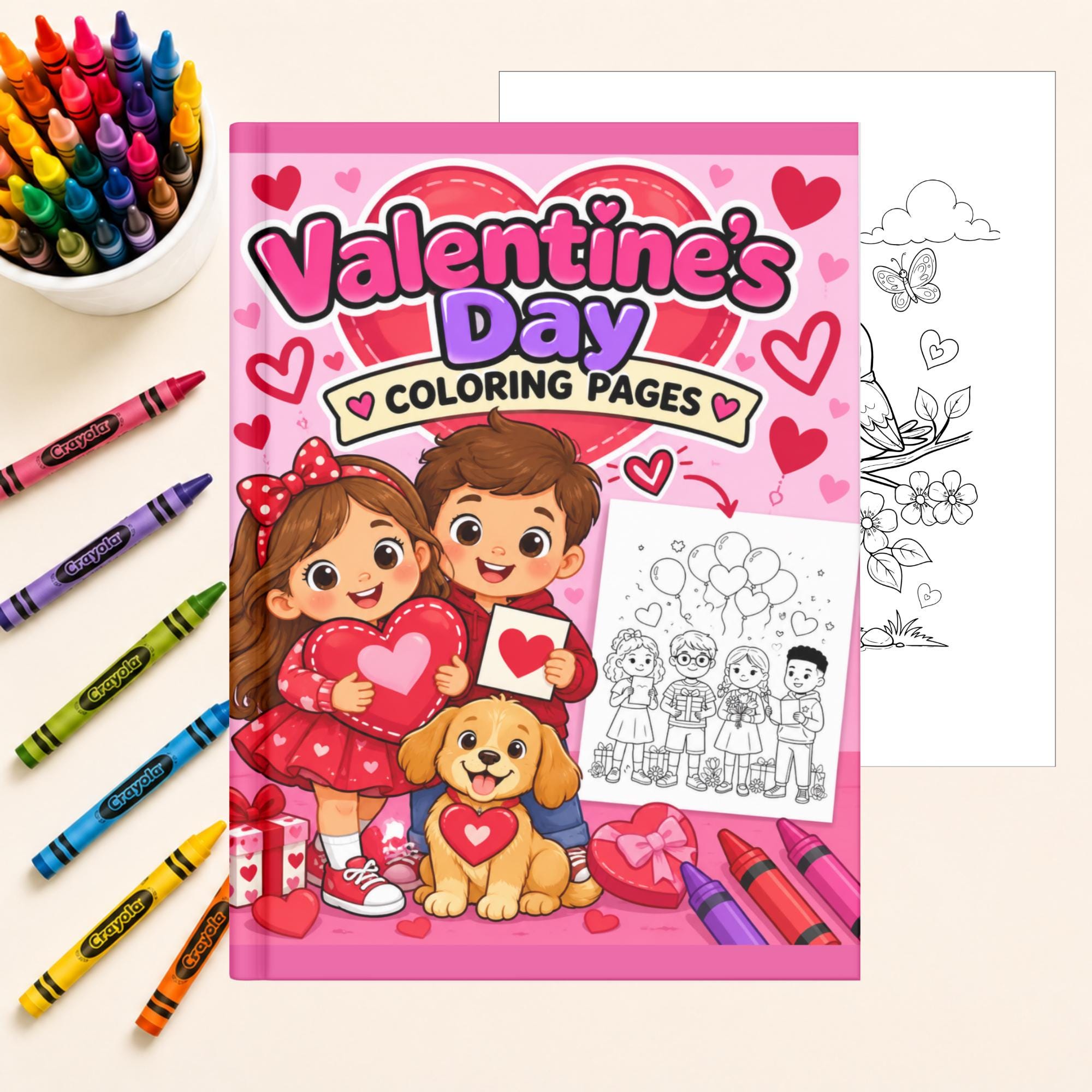 Valentine'S Day Coloring Pages, Printable Coloring Book for Kids And Families, Cozy Activity, Instant Download PDF