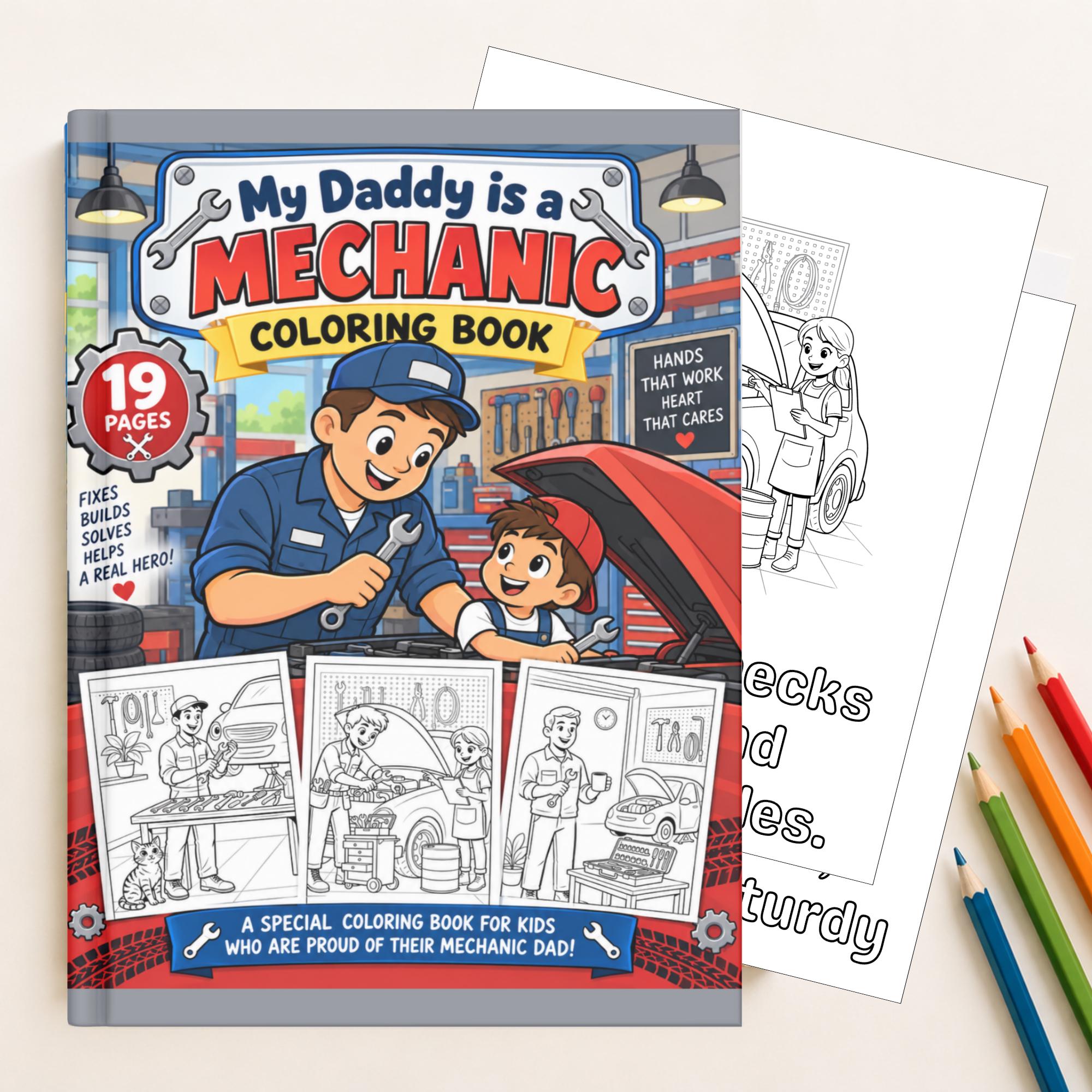 Mechanic Coloring Book for Kids, Community Helper Career Coloring Pages, Classroom Printable, Instant Download PDF