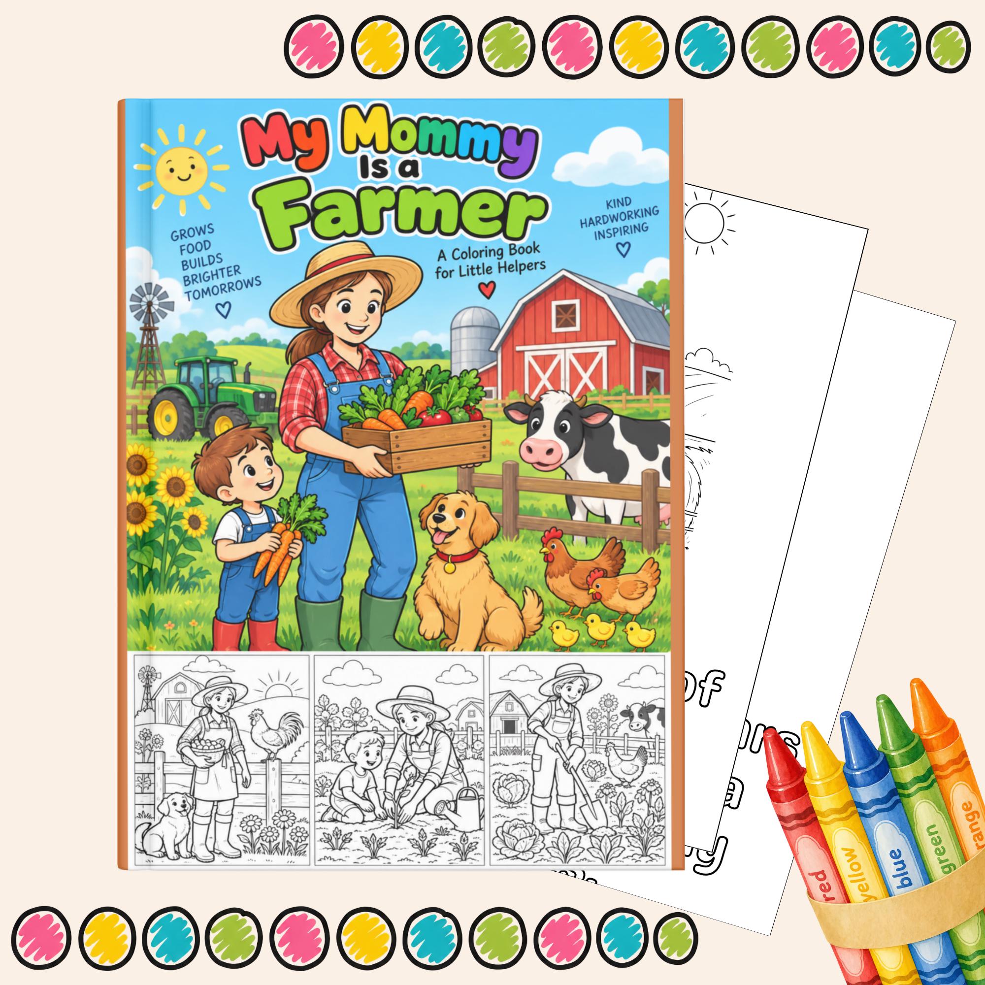 My Mommy Is a Farmer Coloring Book for Kids, Printable Coloring Pages, Screen Free Activity, Instant Download PDF
