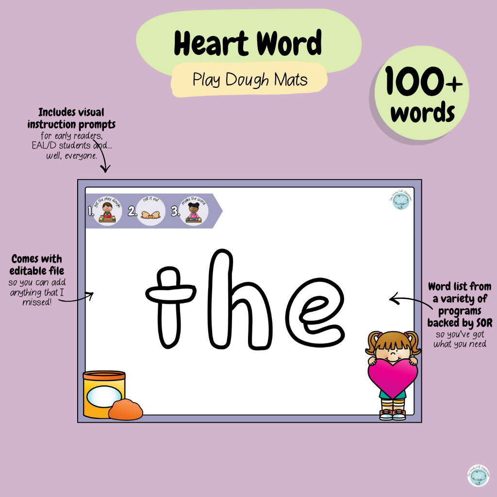 Heart Word Play Dough Mats | Hands On High Frequency Word Work