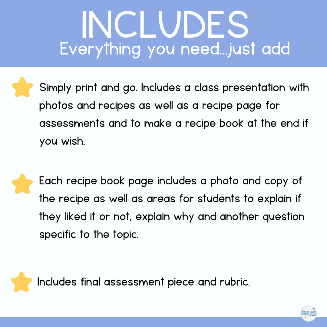 Cooking in Class - Full unit of work.