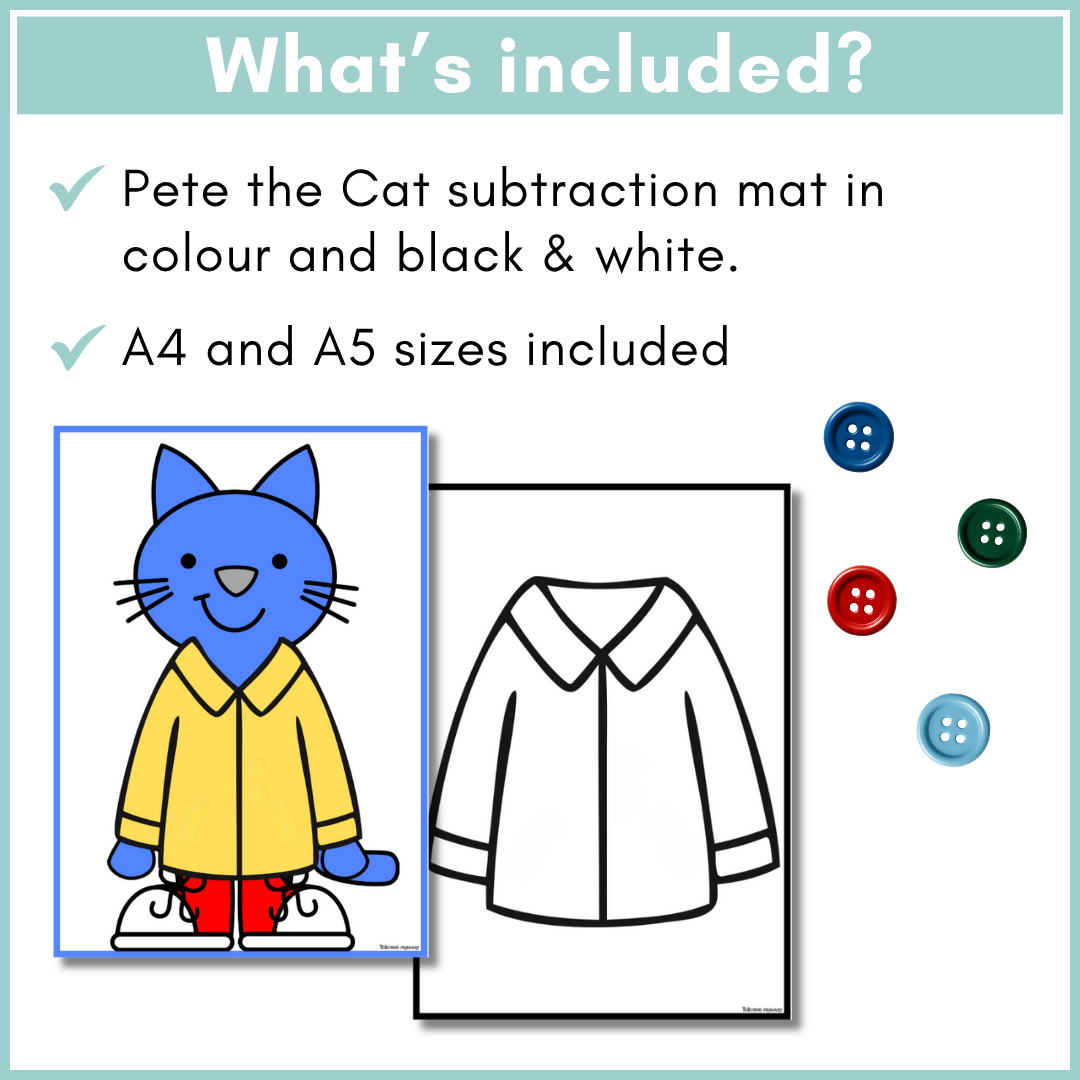 Pete the Cat Button Subtraction Mats | Australian Curriculum Foundation